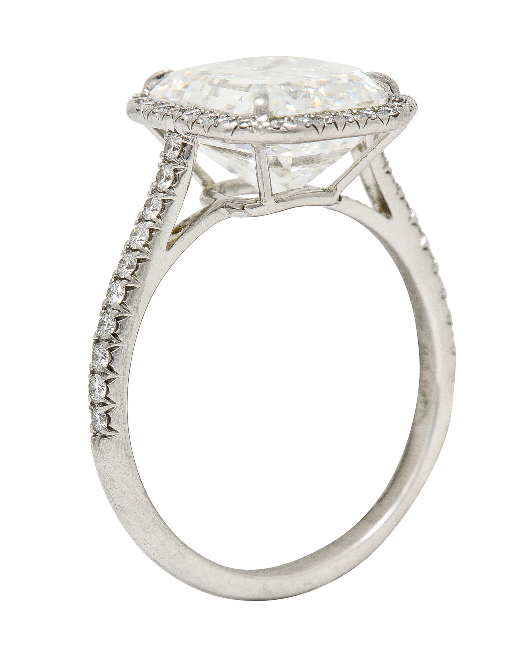 Tiffany & Co. 5.35 CTW Emerald Cut Diamond Platinum Soleste Halo Engagement Ring - Image 3
