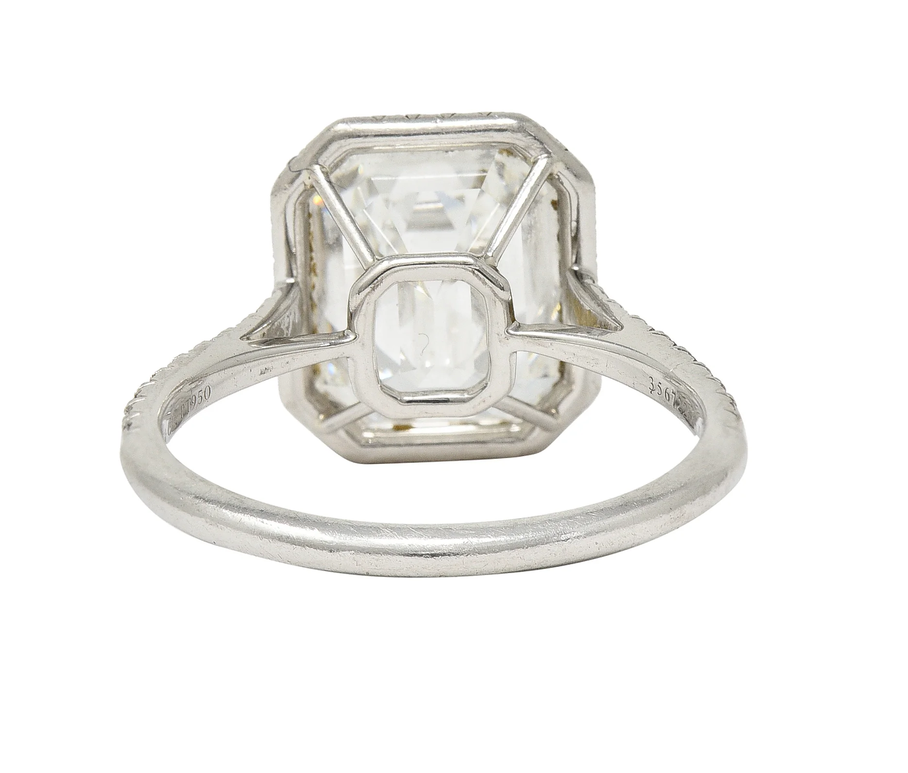 Tiffany & Co. 5.35 CTW Emerald Cut Diamond Platinum Soleste Halo Engagement Ring - Image 6