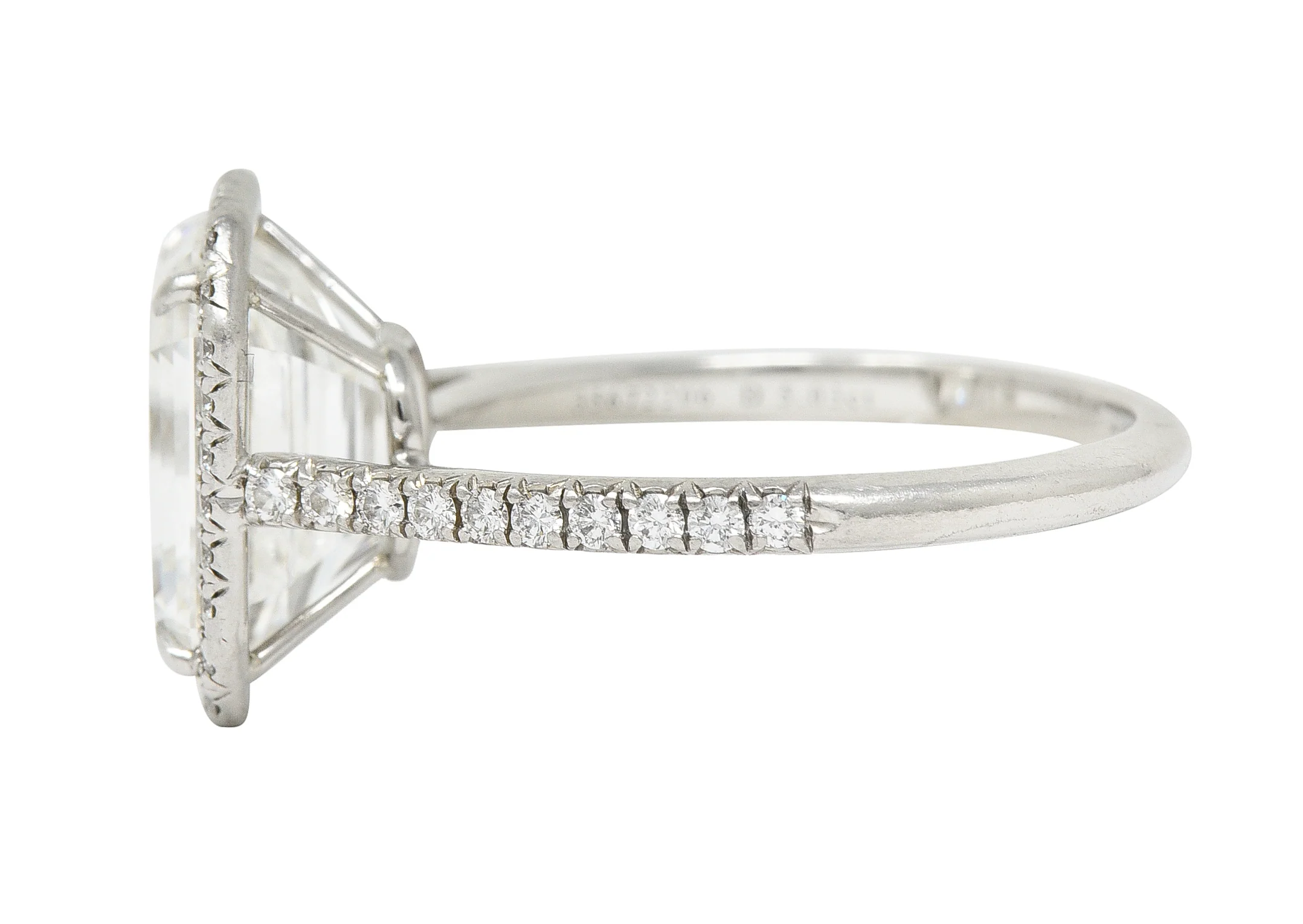 Tiffany & Co. 5.35 CTW Emerald Cut Diamond Platinum Soleste Halo Engagement Ring - Image 7