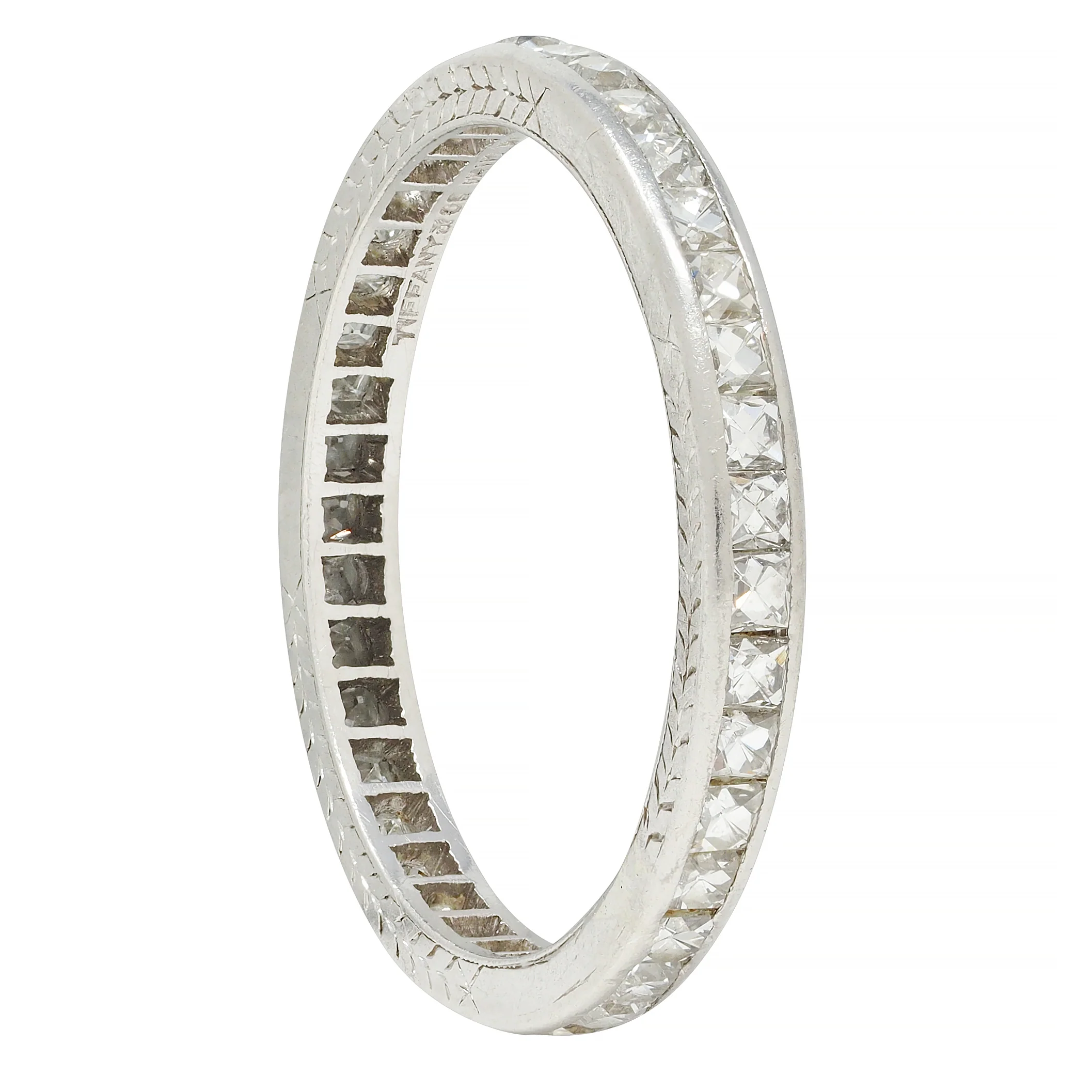 Tiffany & Co. Art Deco 1.17 CTW French Cut Diamond Platinum Wheat Band Ring - Image 2