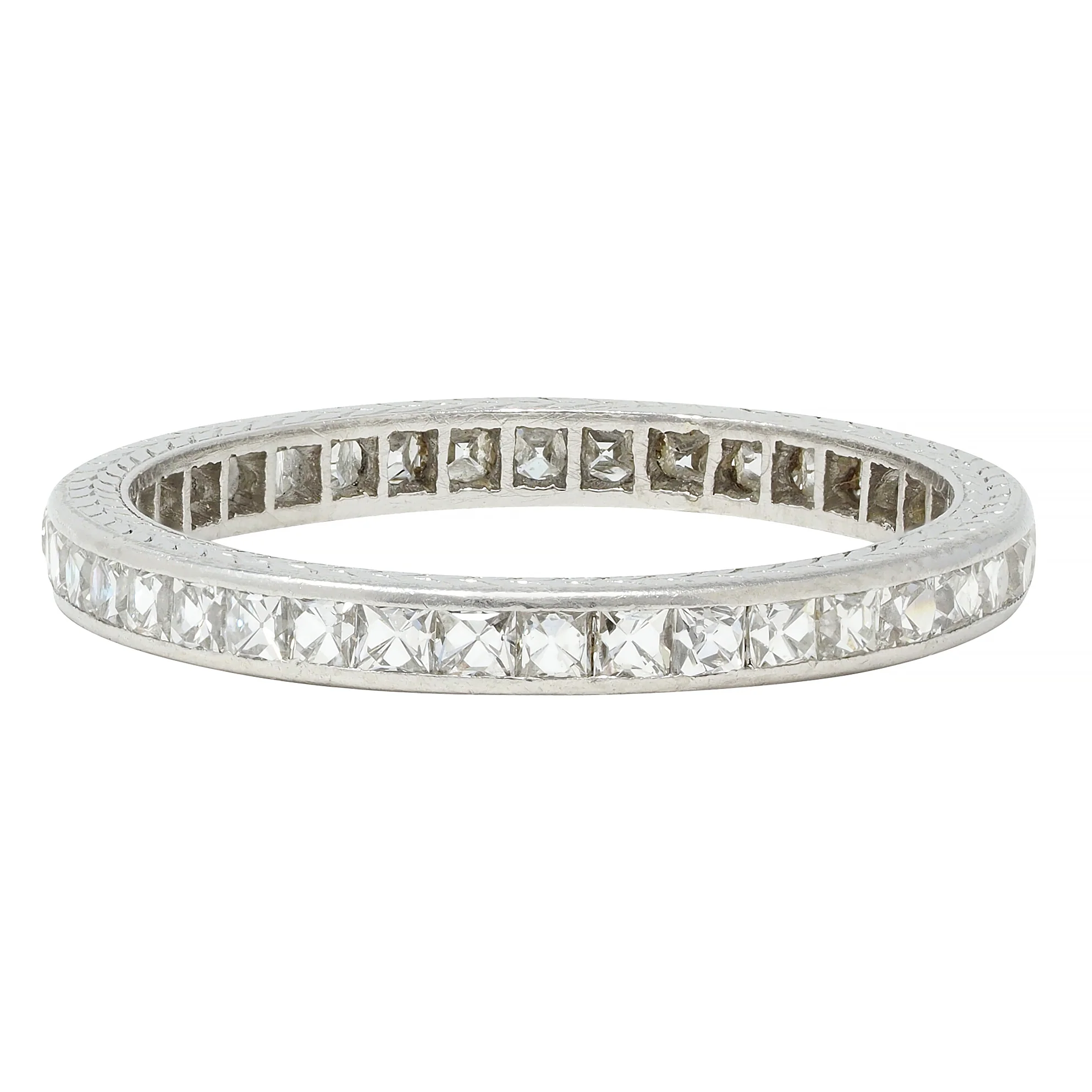 Tiffany & Co. Art Deco 1.17 CTW French Cut Diamond Platinum Wheat Band Ring - Image 3