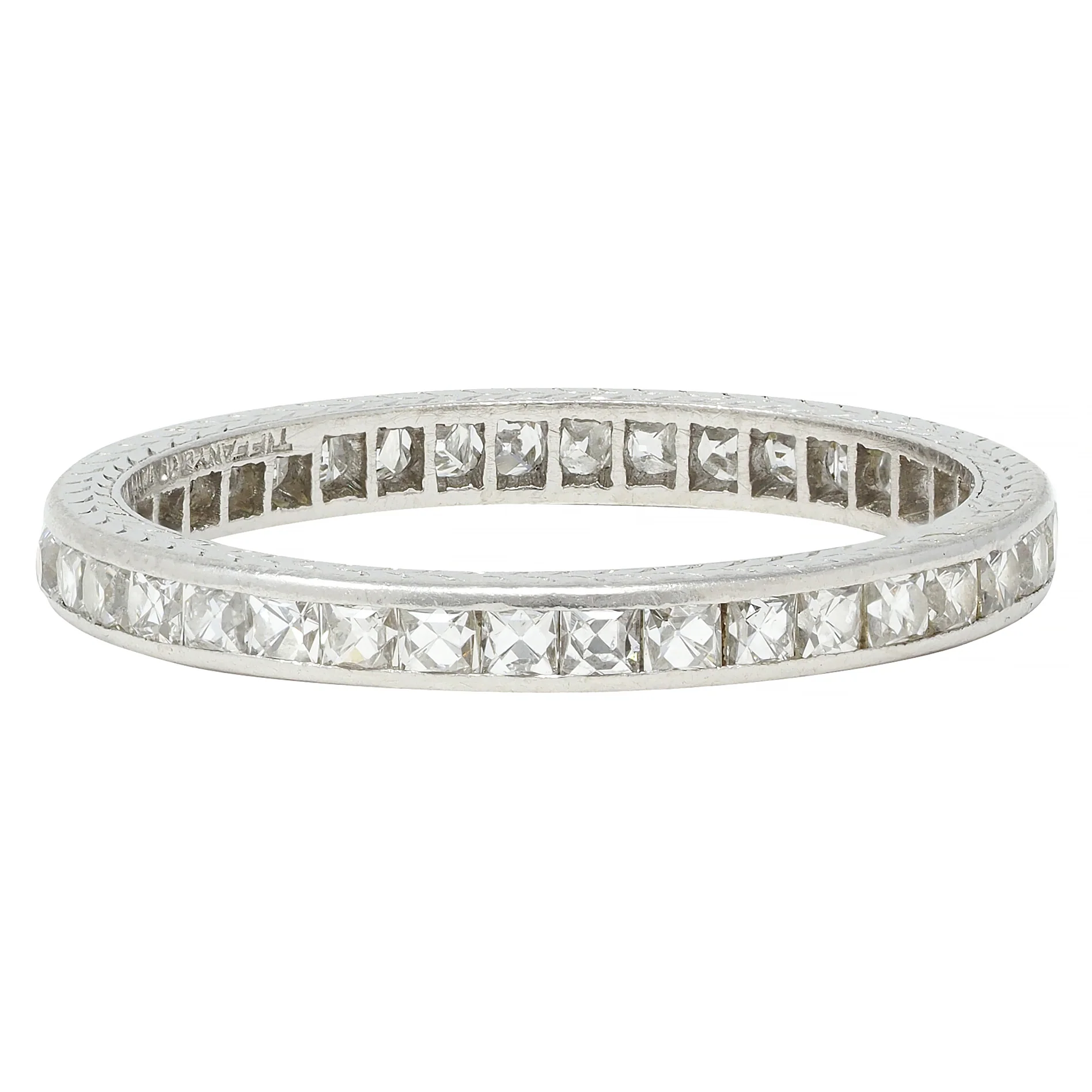 Tiffany & Co. Art Deco 1.17 CTW French Cut Diamond Platinum Wheat Band Ring - Image 4
