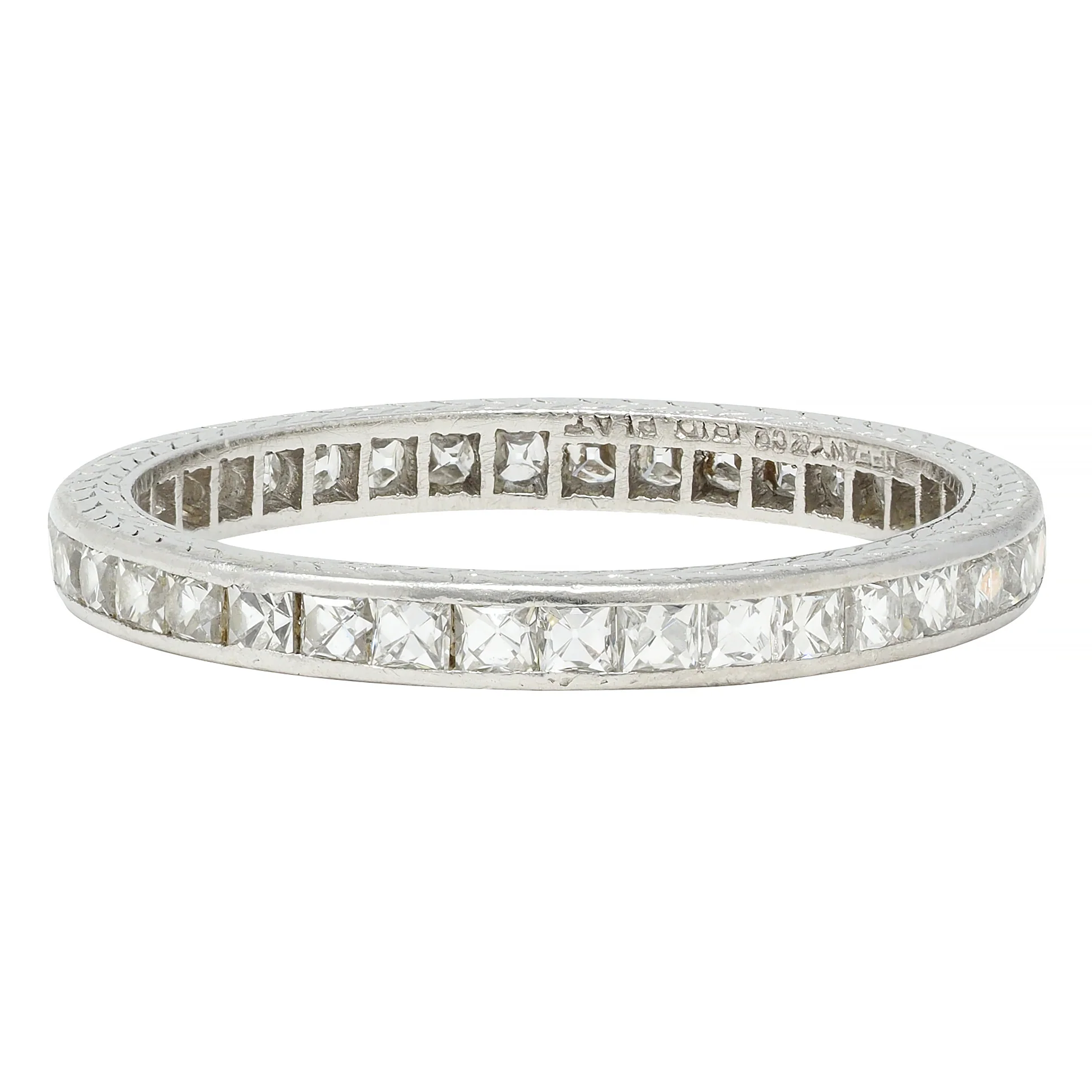 Tiffany & Co. Art Deco 1.17 CTW French Cut Diamond Platinum Wheat Band Ring - Image 5