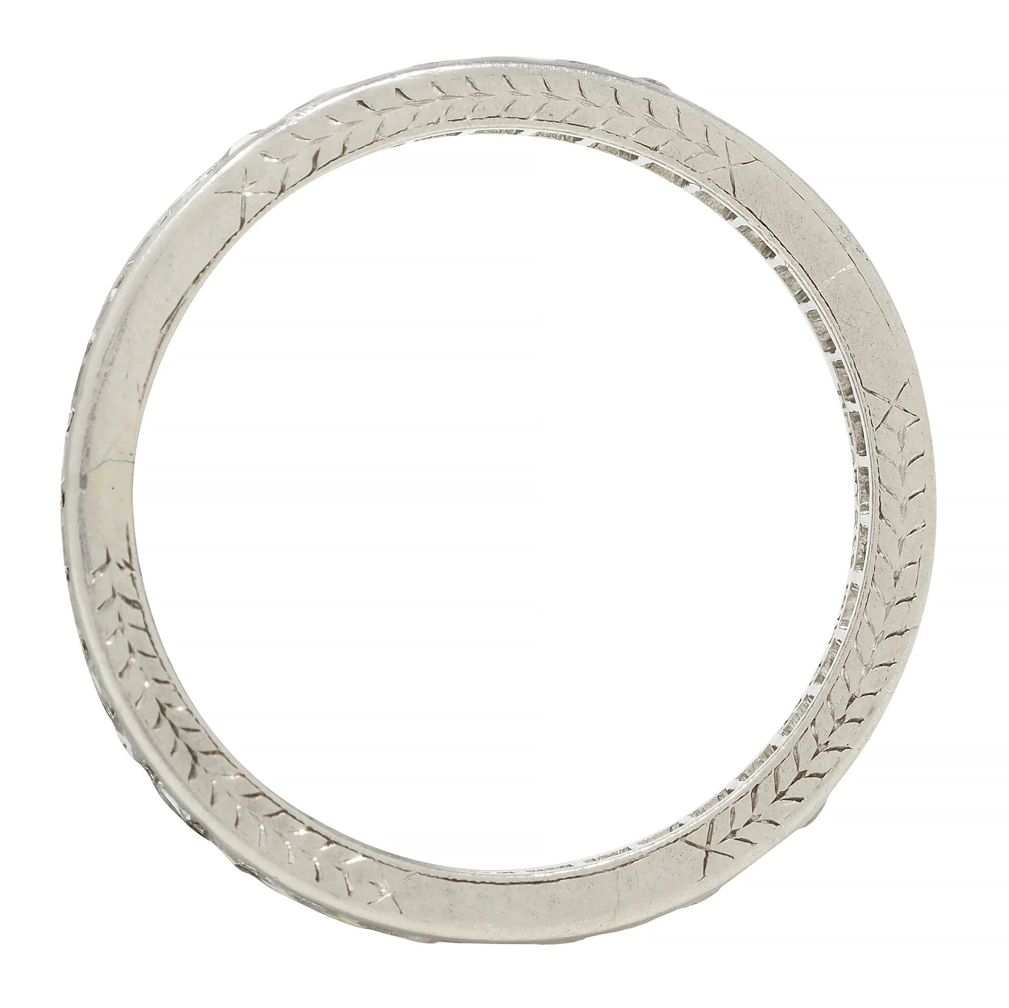 Tiffany & Co. Art Deco 1.17 CTW French Cut Diamond Platinum Wheat Band Ring - Image 6
