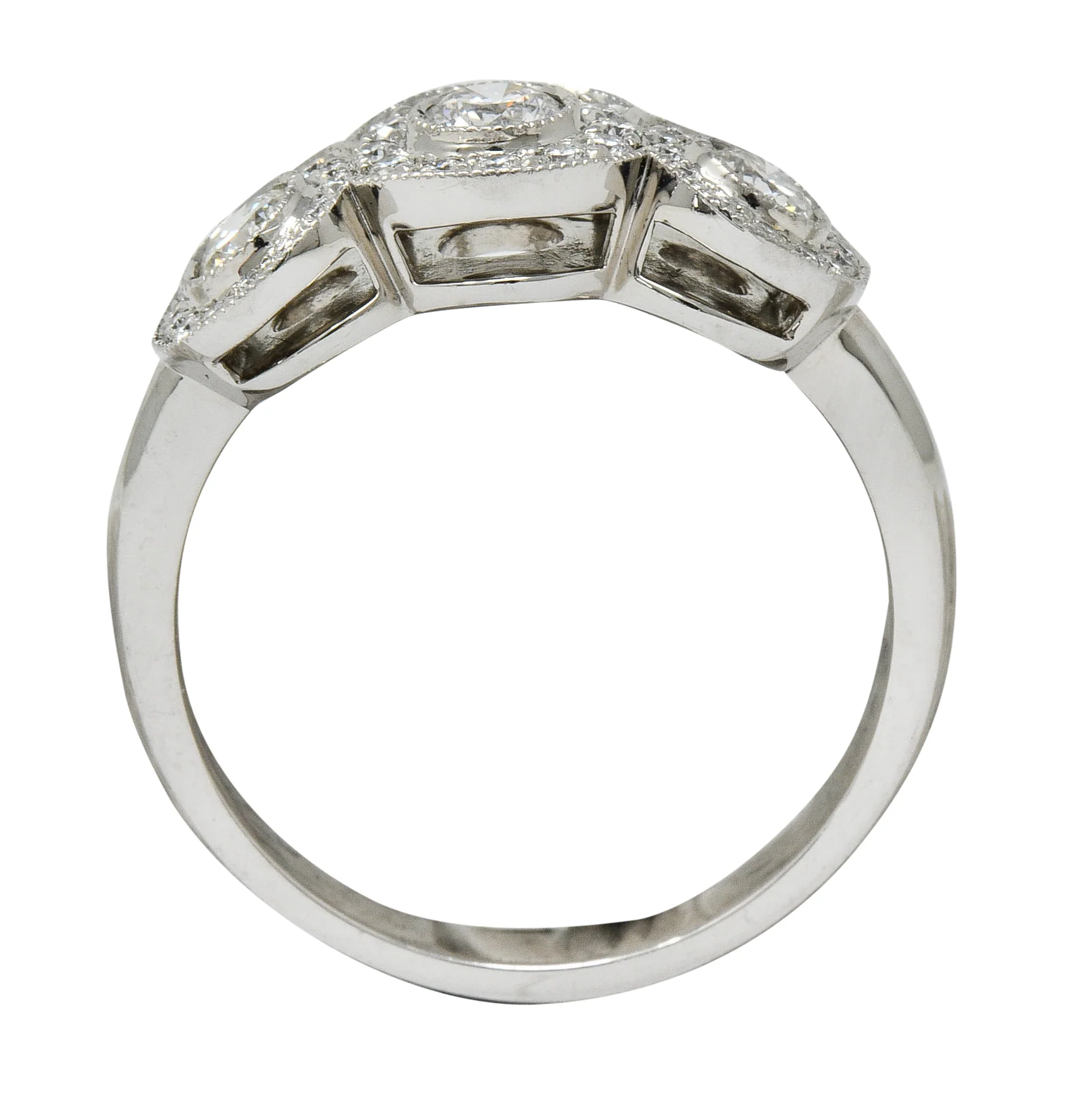 Tiffany & Co. Contemporary 1.00 CTW Diamond Platinum Three Stone Circlet Ring - Image 9