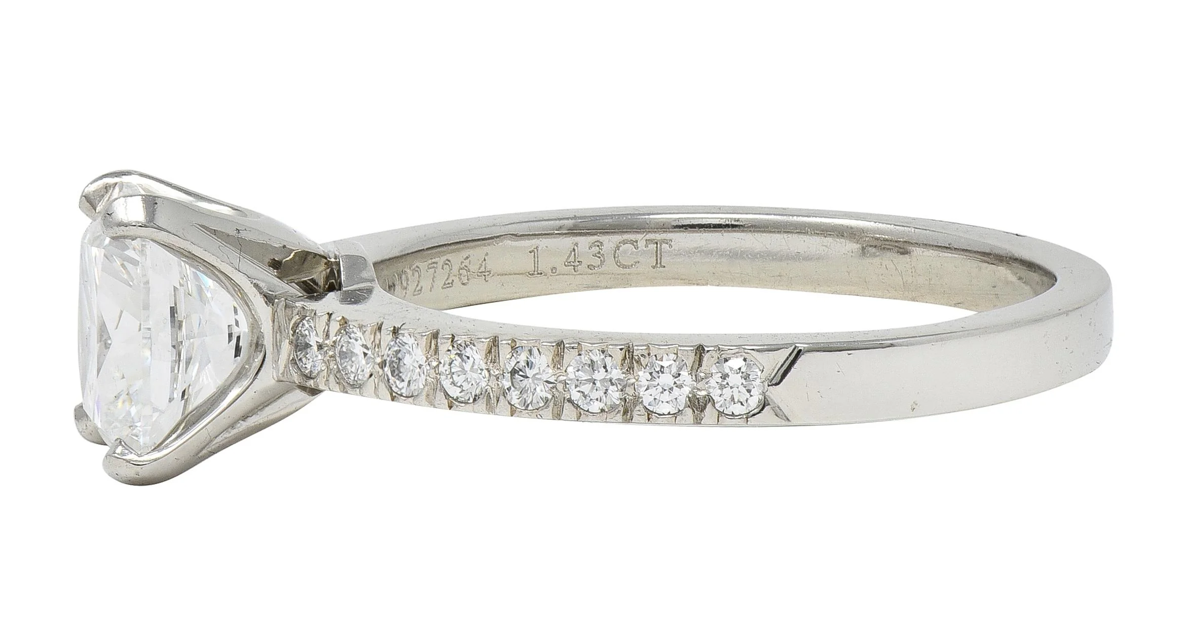 Tiffany & Co. Contemporary 1.59 CTW Cushion Brilliant Diamond Platinum Engagement Ring - Image 7