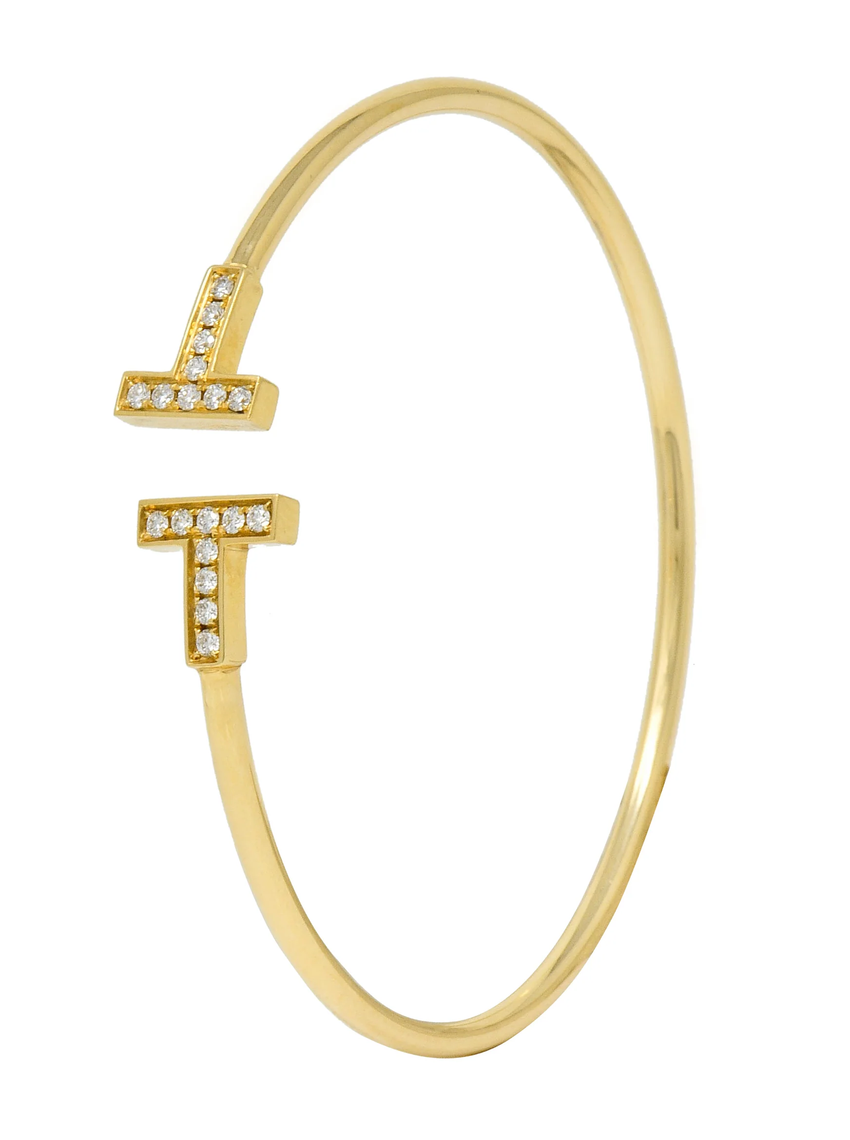 Tiffany & Co. Diamond 18 Karat Gold Tiffany T Flexible Cuff Bracelet - Image 10