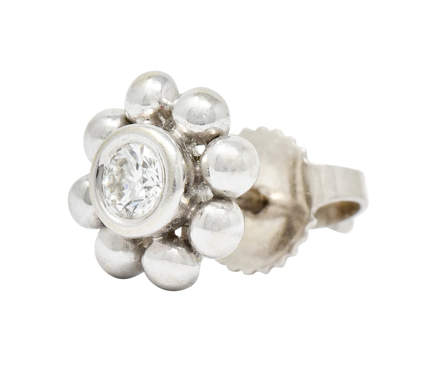 Tiffany & Co. Diamond 18 Karat White Gold Floral Cluster Stud Earrings - Image 3