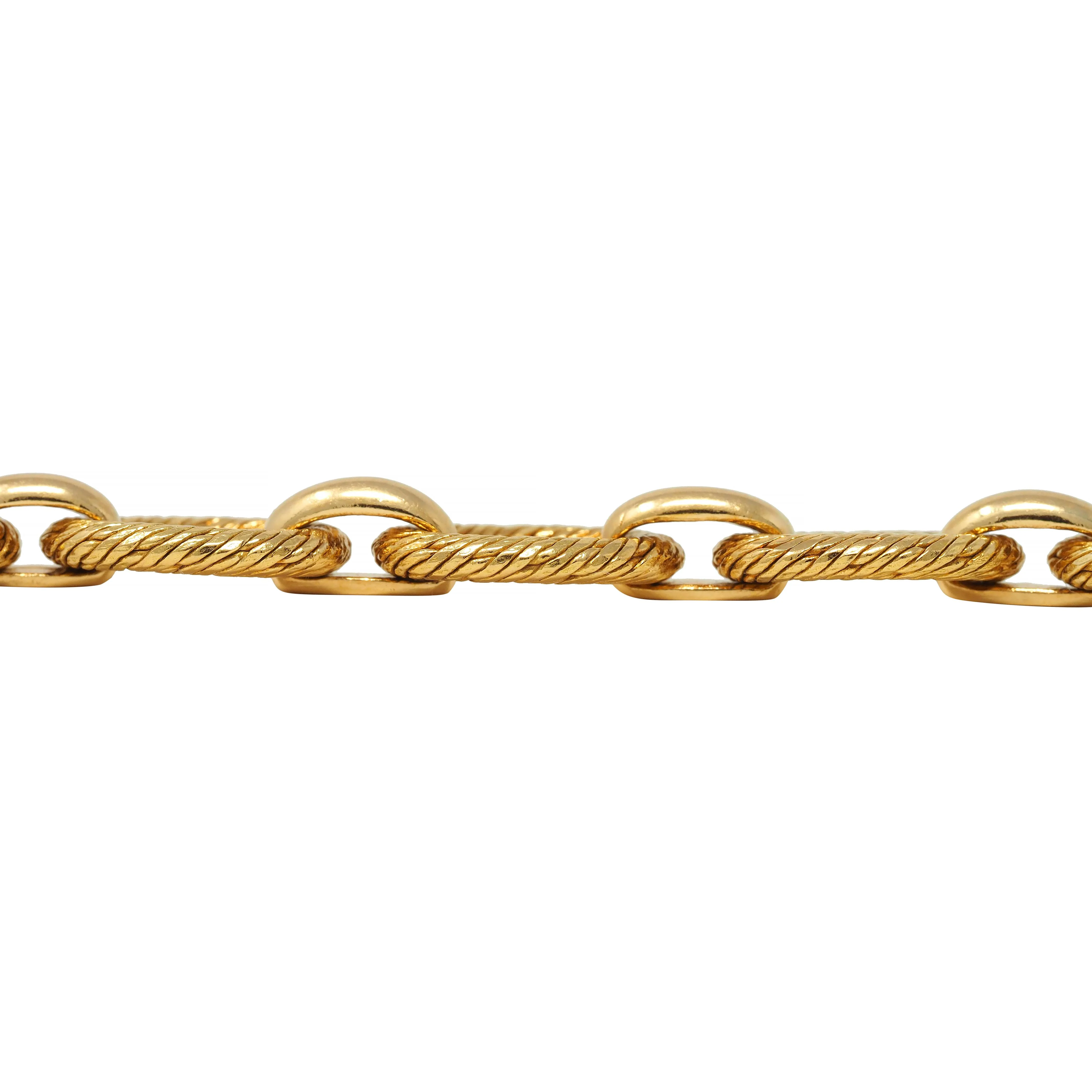 Tiffany & Co. French 1960s 18 Karat Yellow Gold Textured Vintage Oval Link Bracelet - Image 11