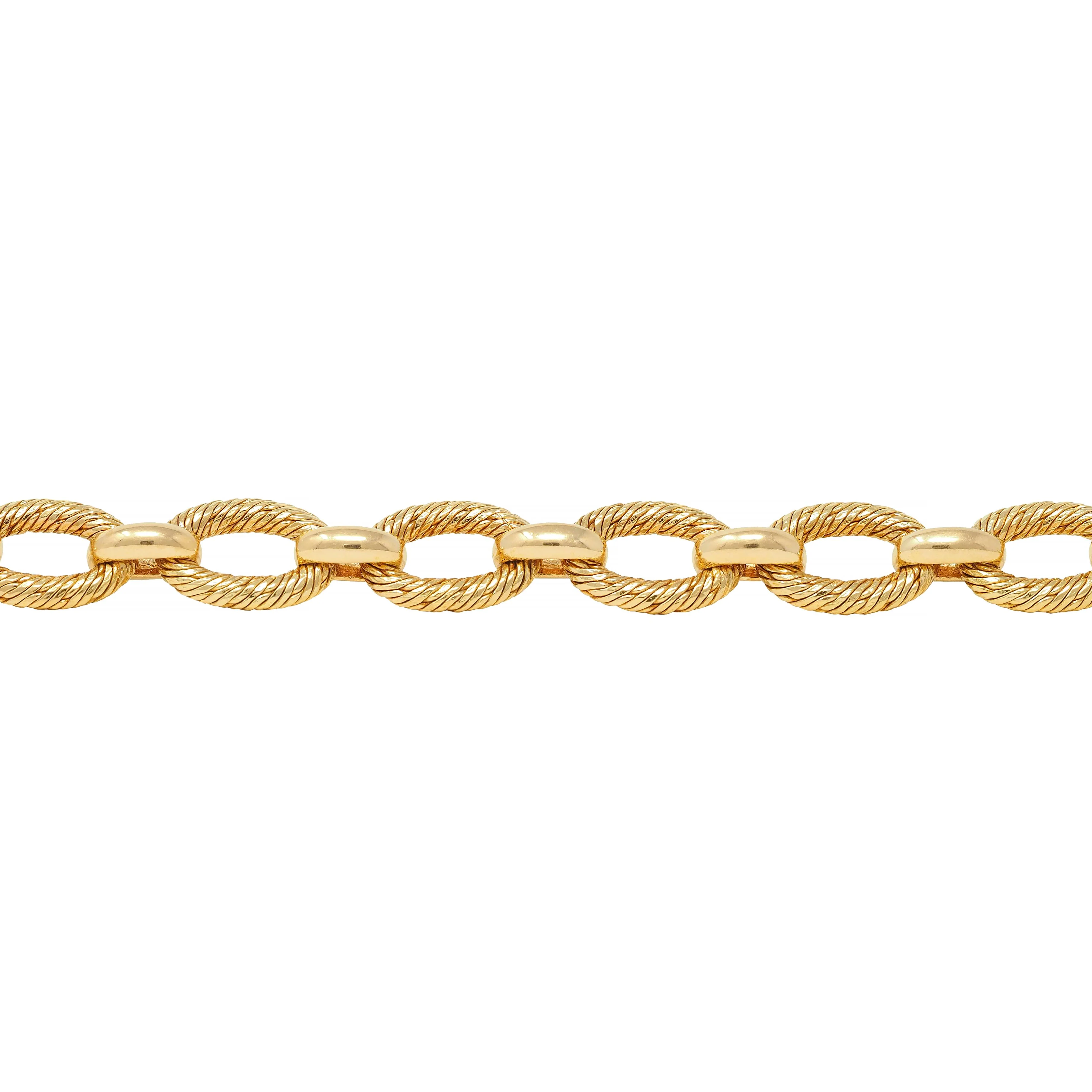 Tiffany & Co. French 1960s 18 Karat Yellow Gold Textured Vintage Oval Link Bracelet - Image 3