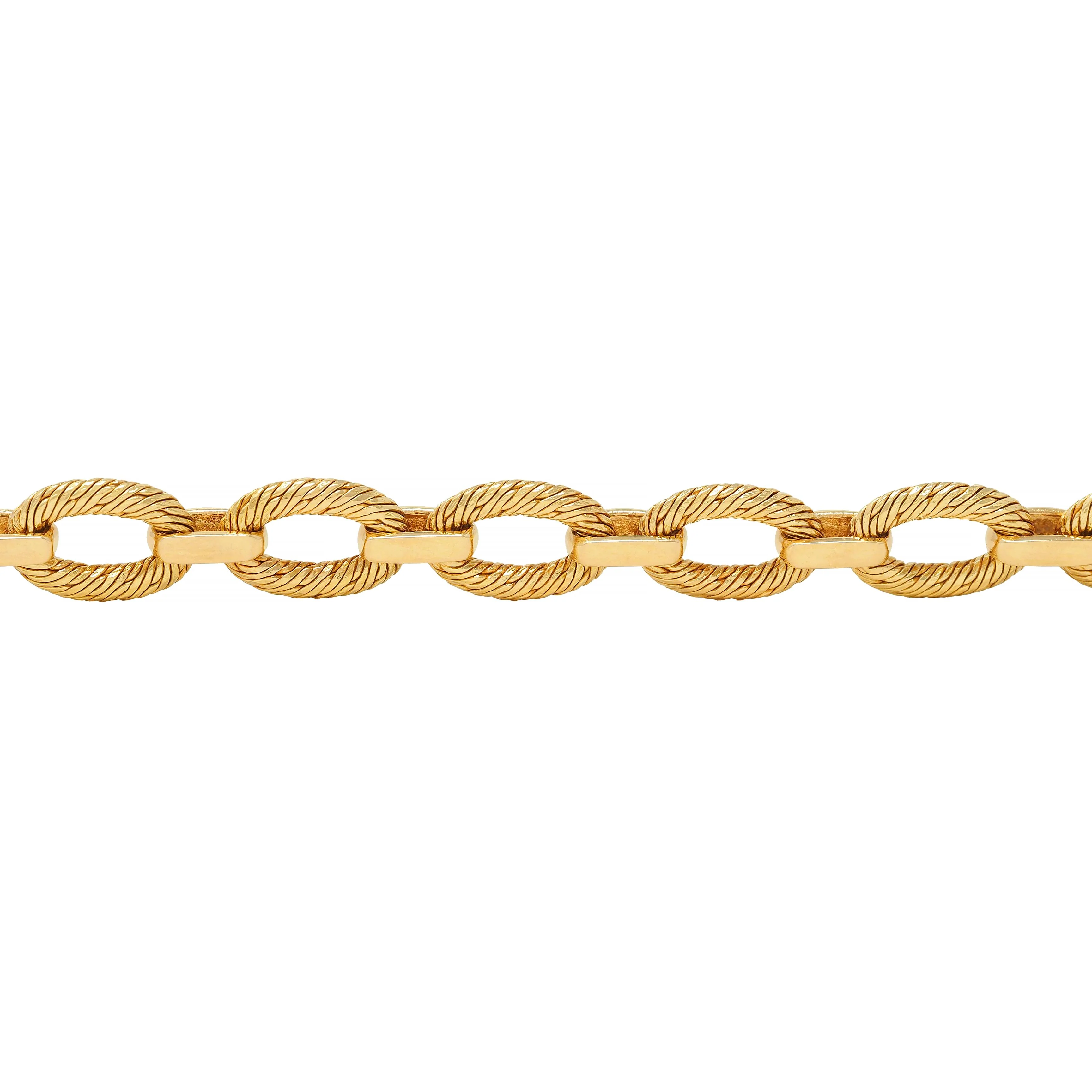 Tiffany & Co. French 1960s 18 Karat Yellow Gold Textured Vintage Oval Link Bracelet - Image 7