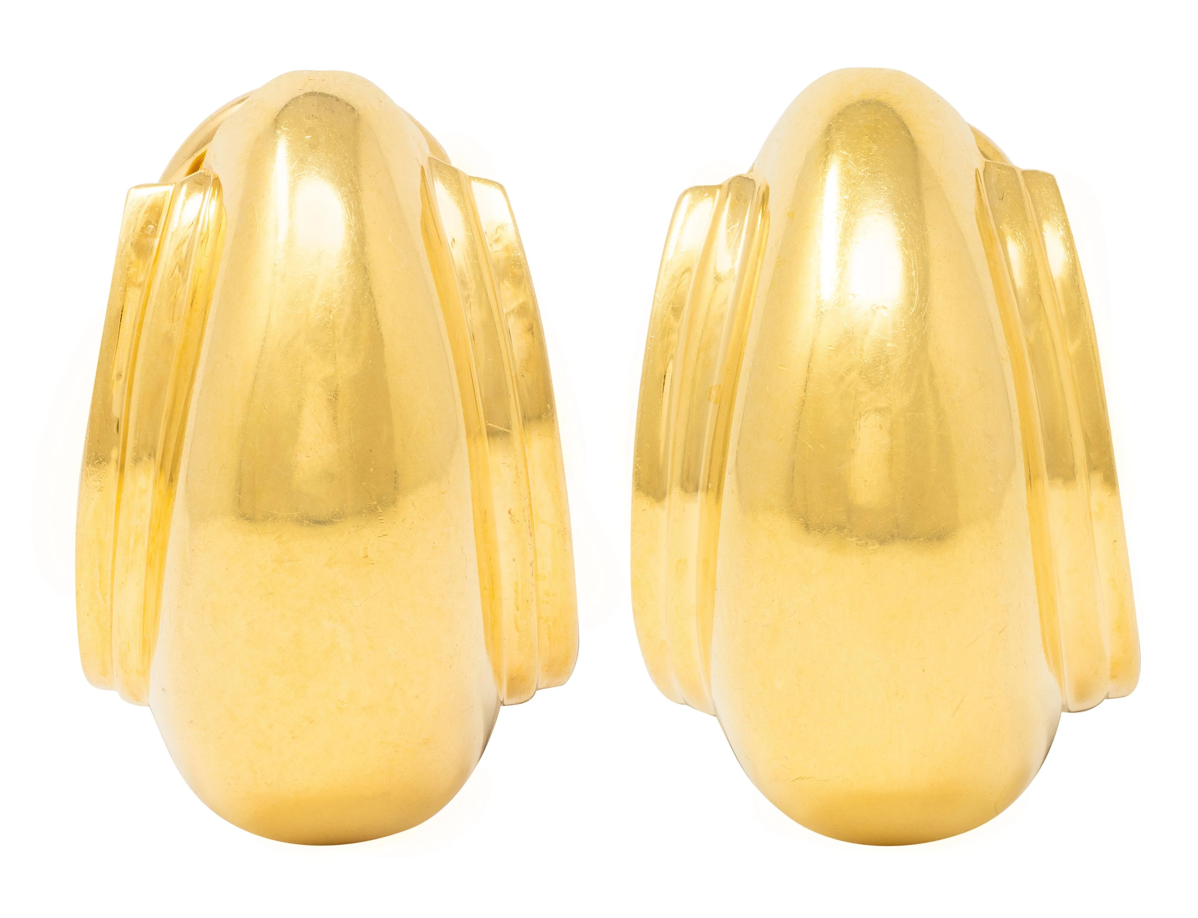 Tiffany & Co. Paloma Picasso 1980's 18 Karat Yellow Gold J-Hoop Ear-Clip Earrings