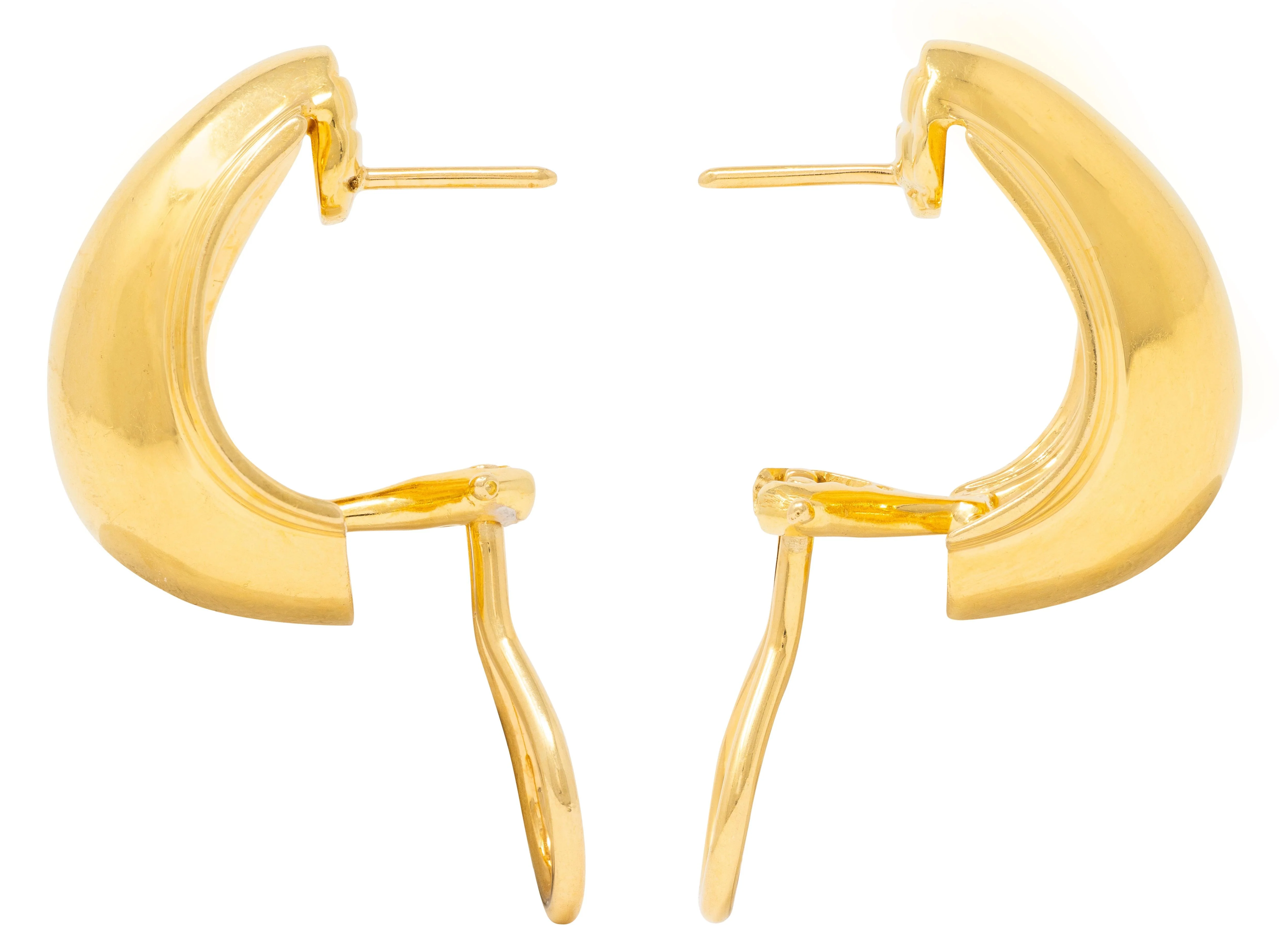 Tiffany & Co. Paloma Picasso 1980's 18 Karat Yellow Gold J-Hoop Ear-Clip Earrings - Image 5