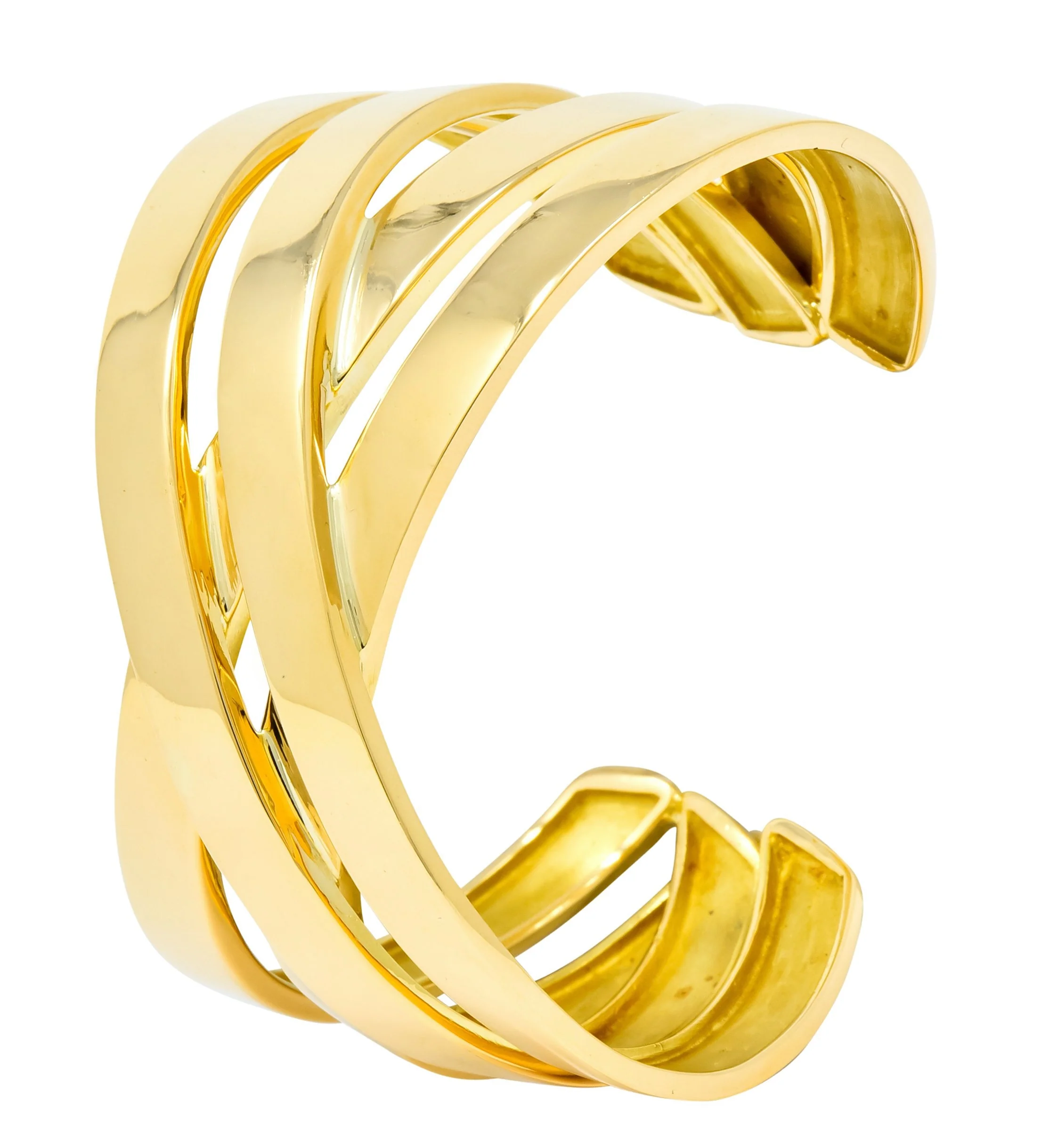 Tiffany & Co. Paloma Picasso French 18 Karat Yellow Gold Criss Cross Cuff Bracelet - Image 6