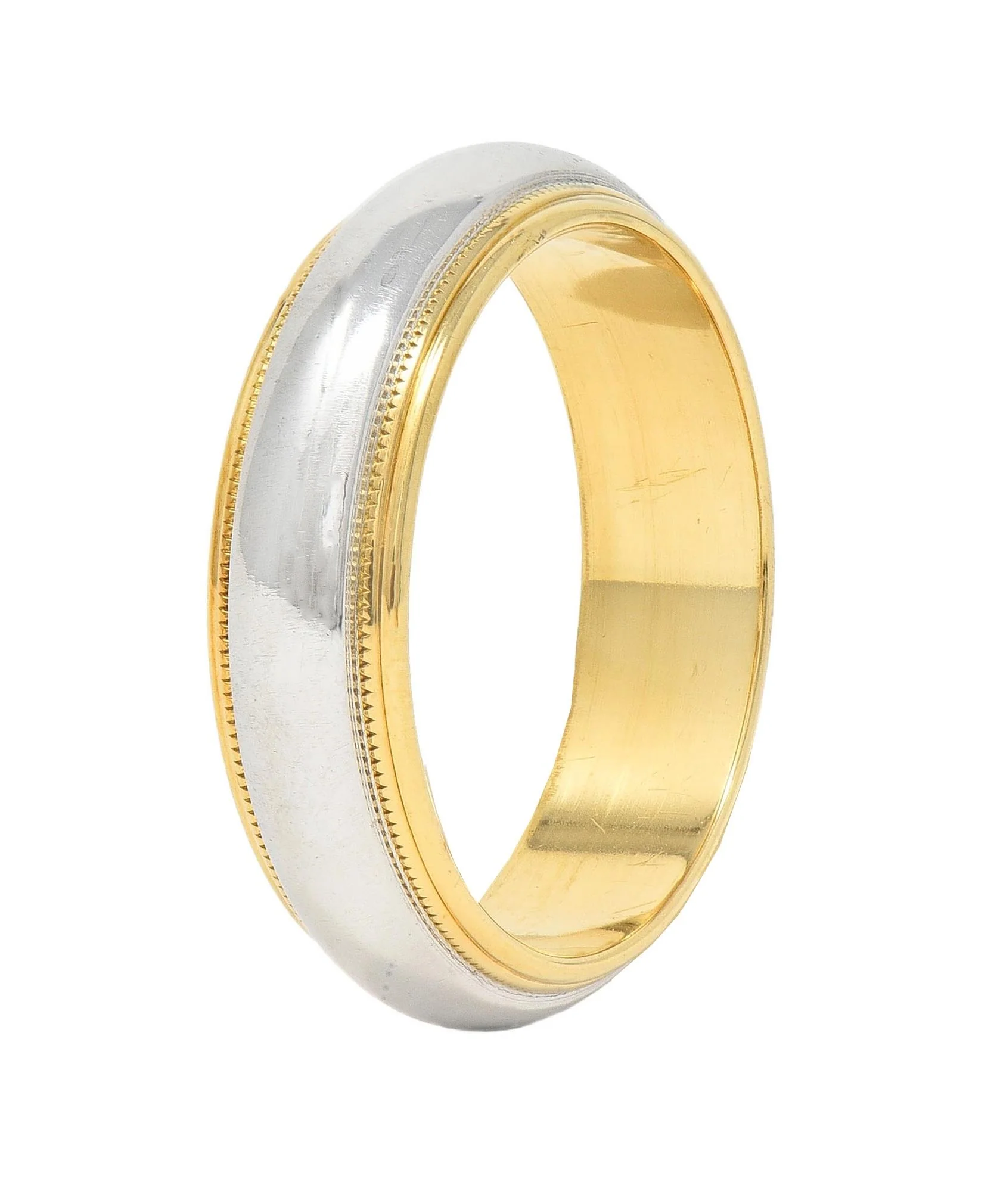 Tiffany & Co. Platinum 18 Karat Yellow Gold Contemporary Wedding Band Ring - Image 2