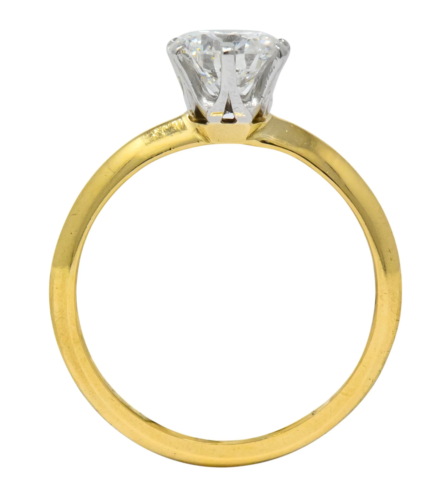 Tiffany & Co. Retro 1950's 1.08 CTW Diamond 18 Karat Gold Platinum Solitaire Engagement Ring GIA - Image 7