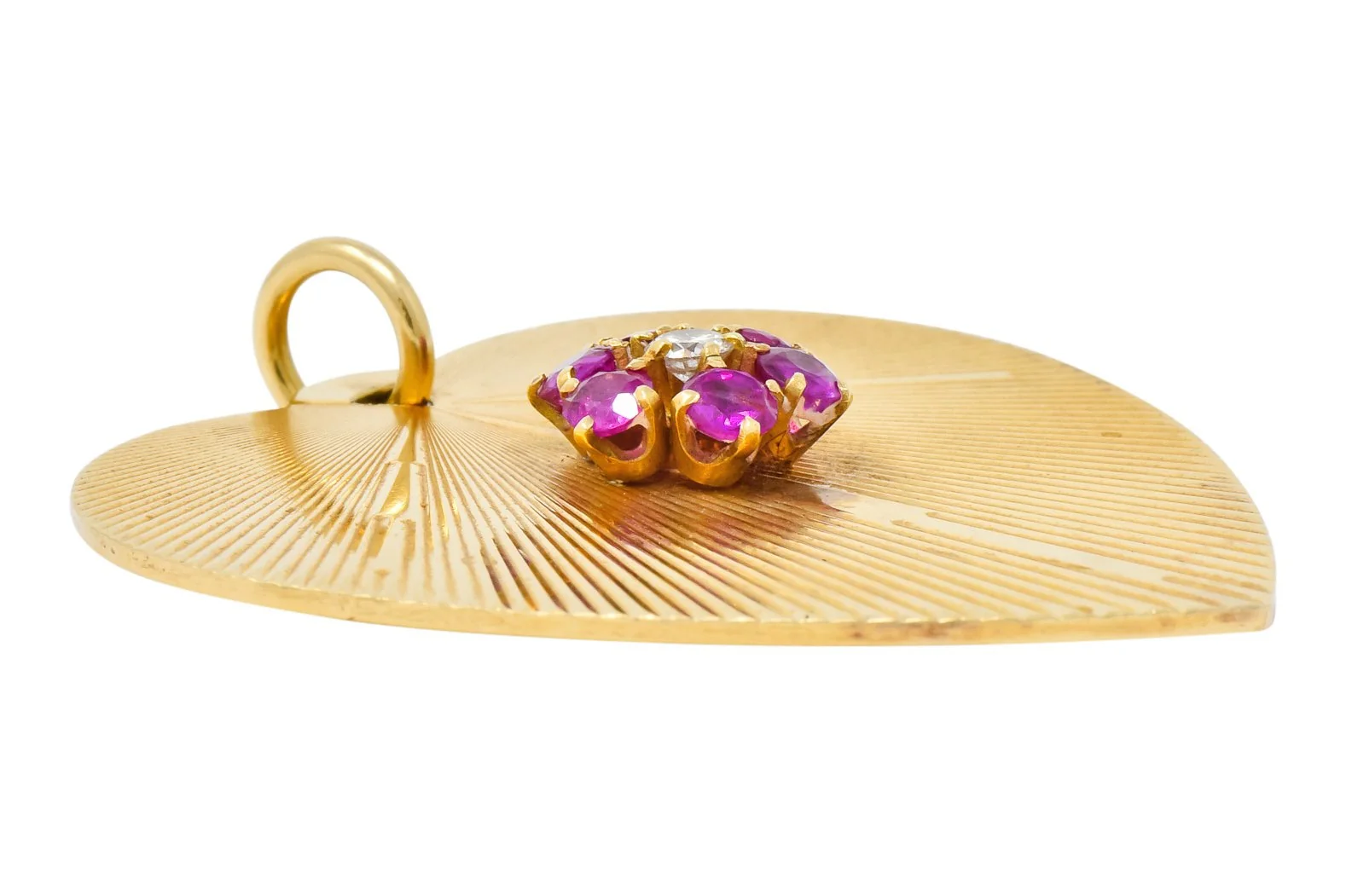 Tiffany & Co. Retro Ruby Diamond 14 Karat Gold Oversized Heart Pendant - Image 7