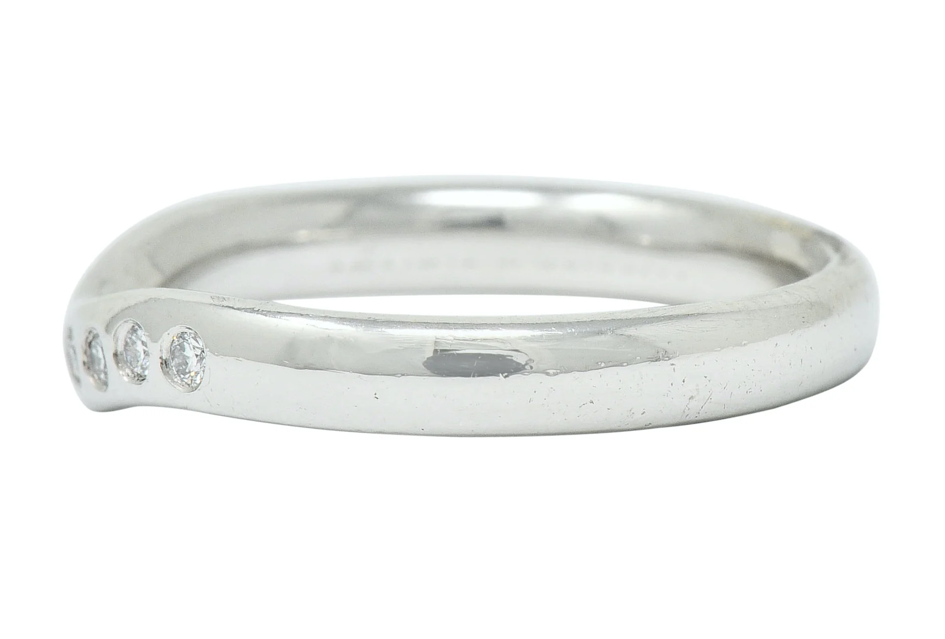 Tiffany & Co. Vintage Diamond Platinum Chevron Contour Band Ring - Image 5