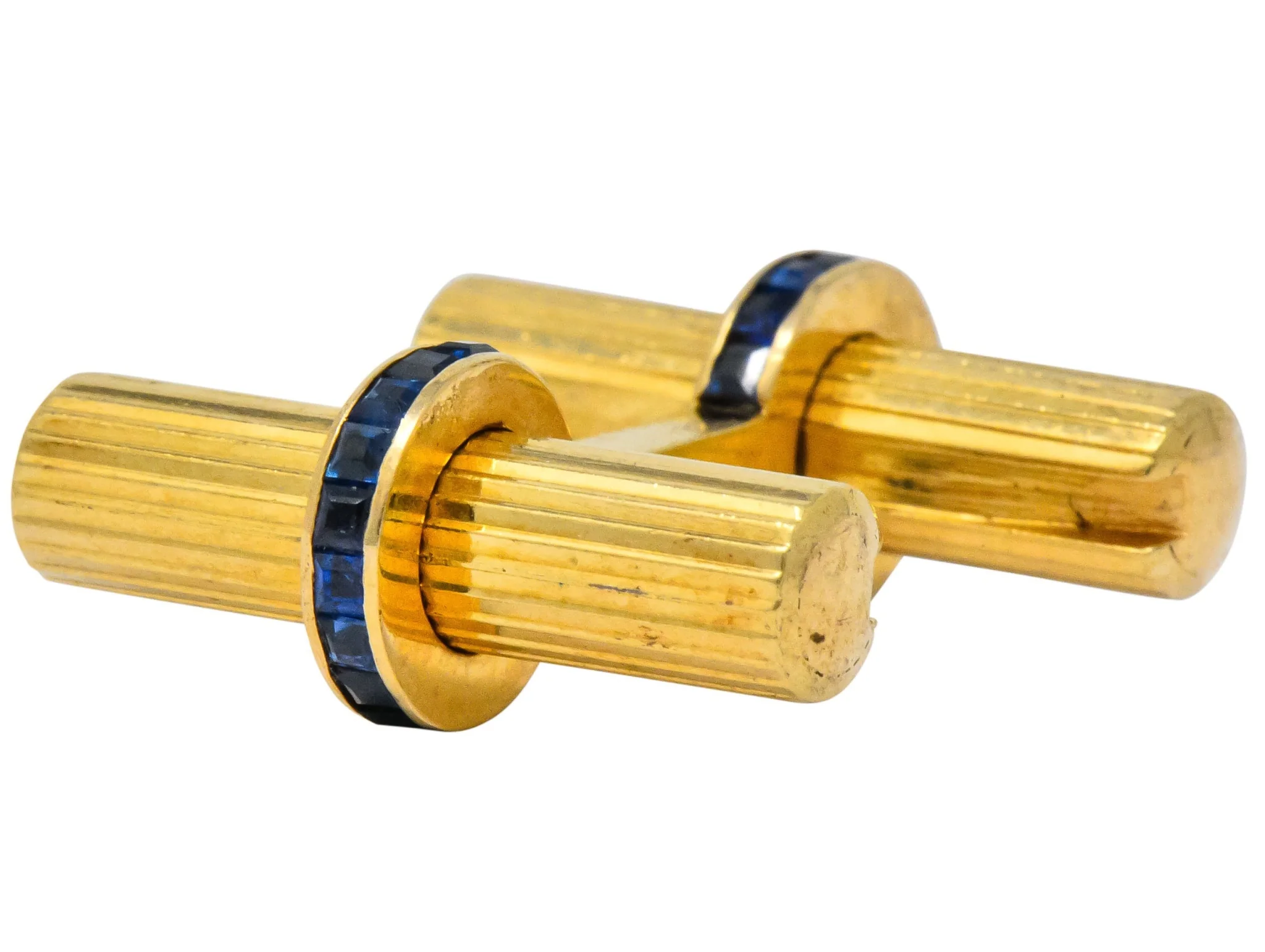 Tiffany & Co Vintage Sapphire 14 Karat Gold Cufflinks - Image 2
