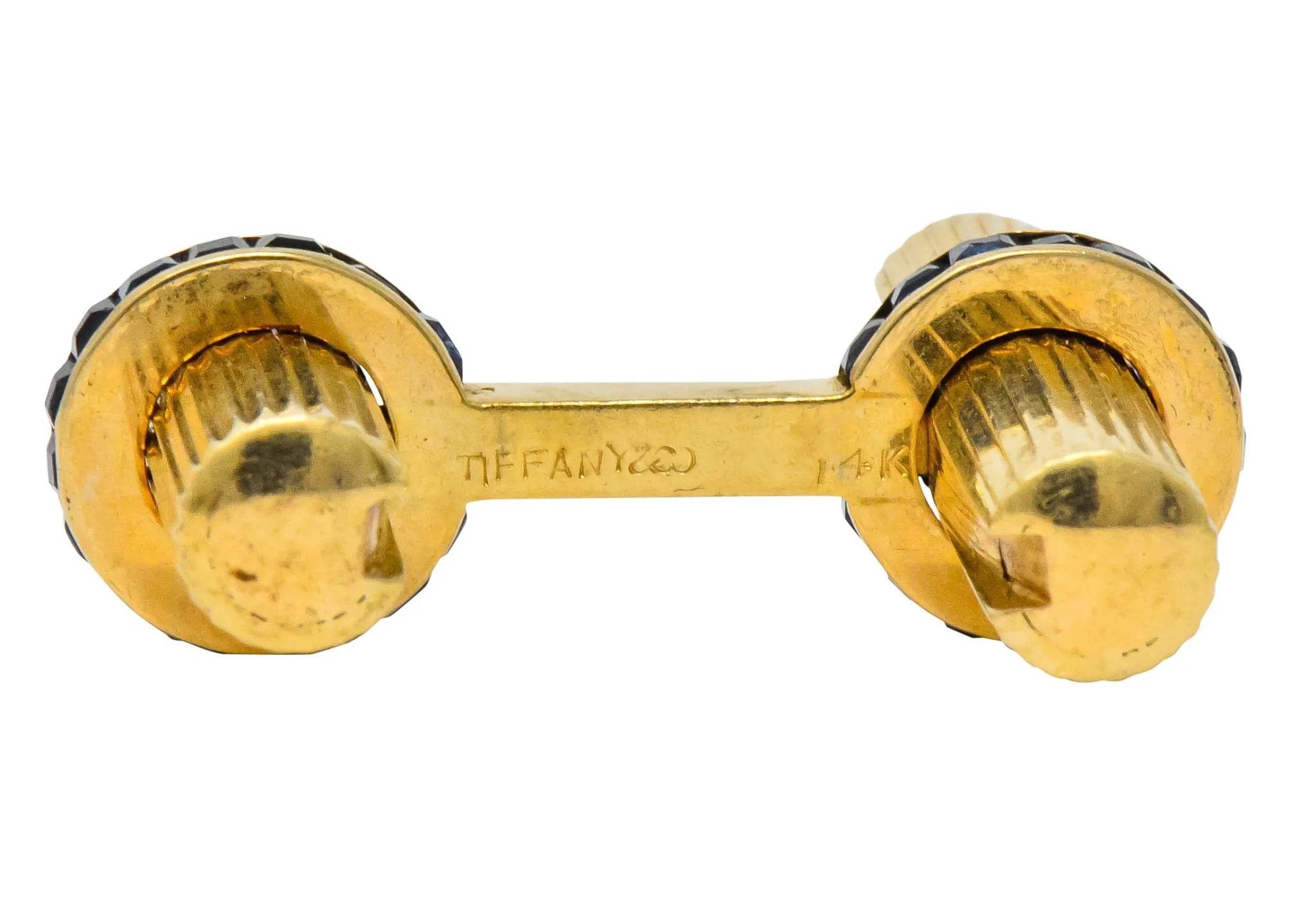 Tiffany & Co Vintage Sapphire 14 Karat Gold Cufflinks - Image 3