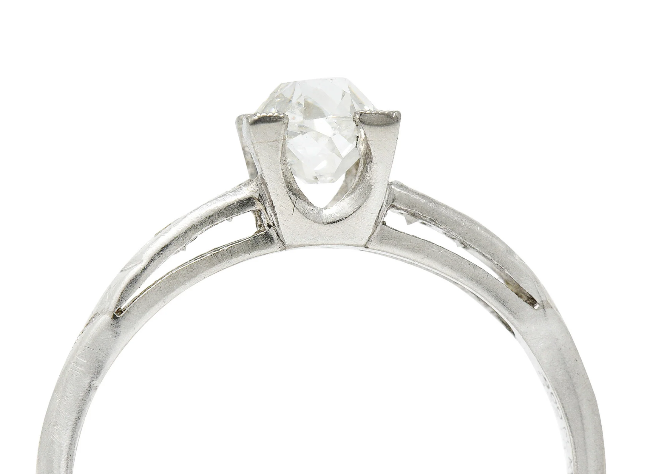 Traub 0.63 CTW Old Mine Diamond Platinum Fishtail Engagement Ring GIA - Image 10