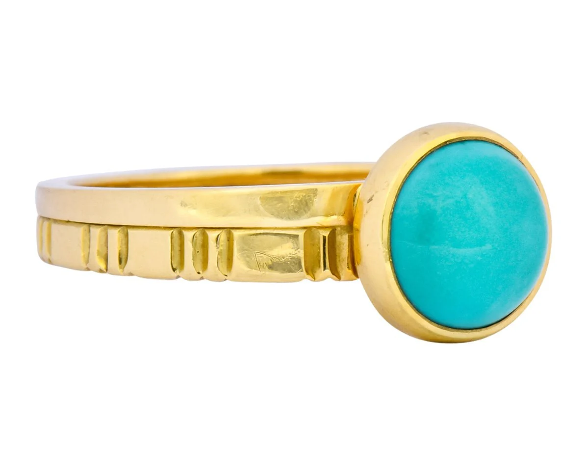 Turquoise 18 Karat Gold Stacking Ring - Image 2