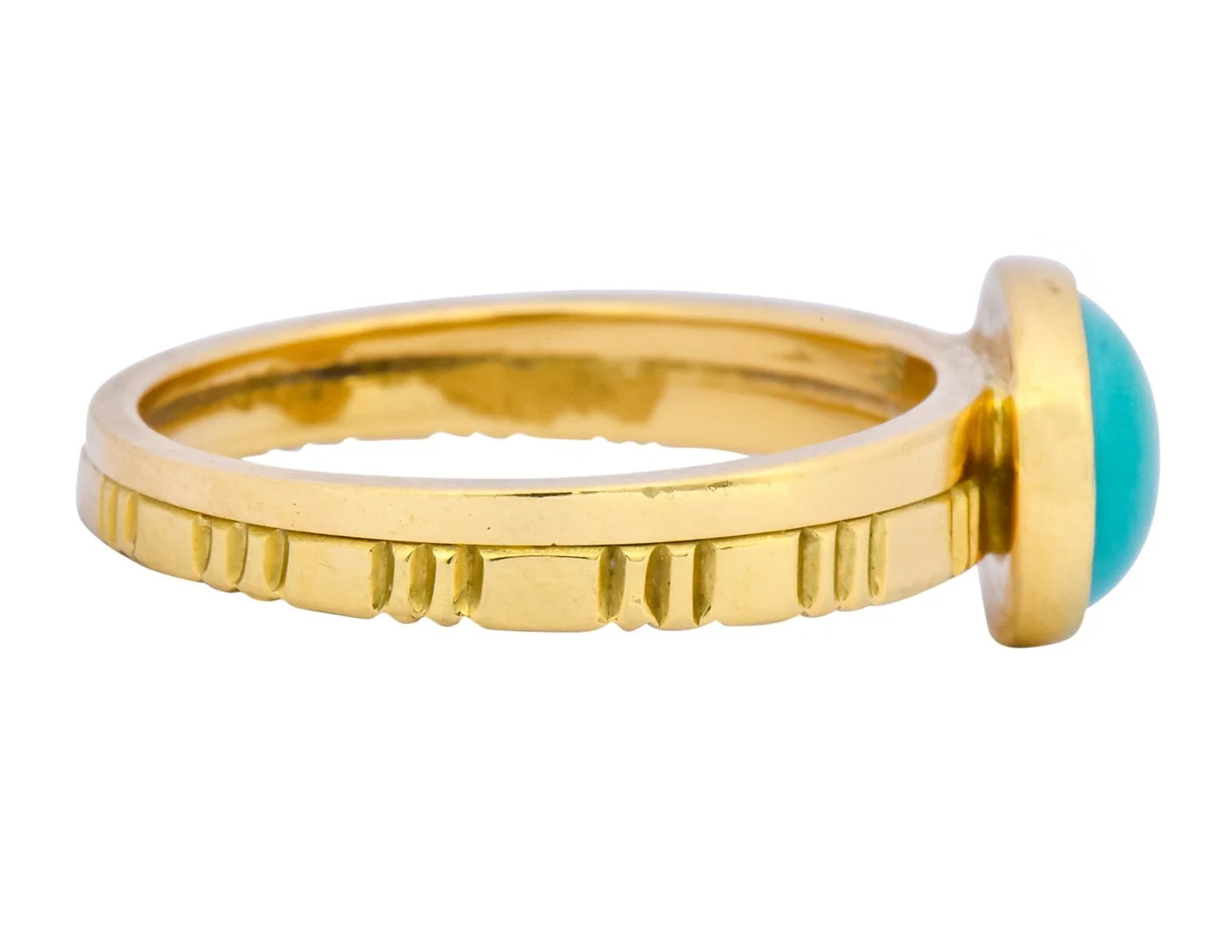 Turquoise 18 Karat Gold Stacking Ring - Image 3