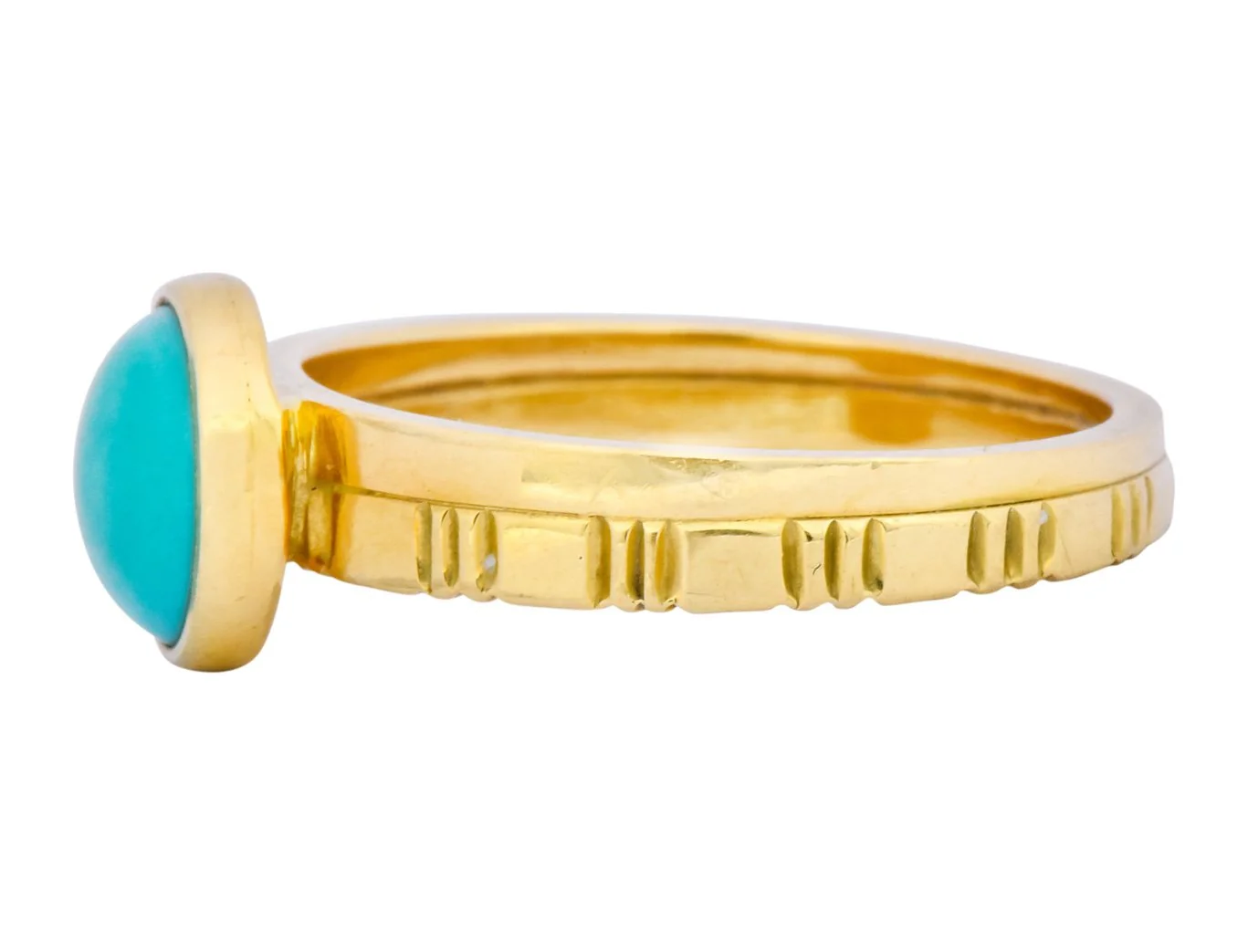 Turquoise 18 Karat Gold Stacking Ring - Image 5