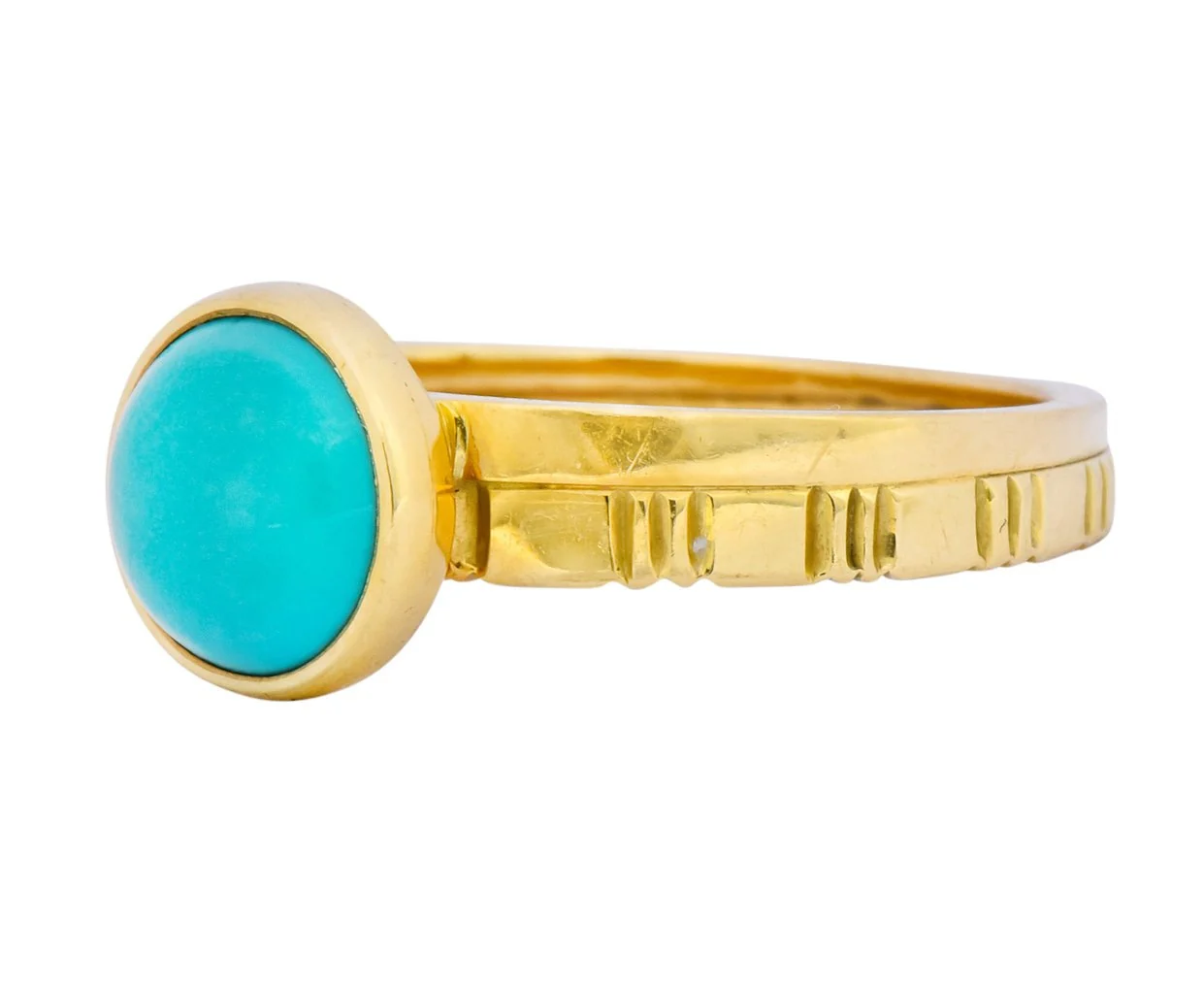 Turquoise 18 Karat Gold Stacking Ring - Image 6