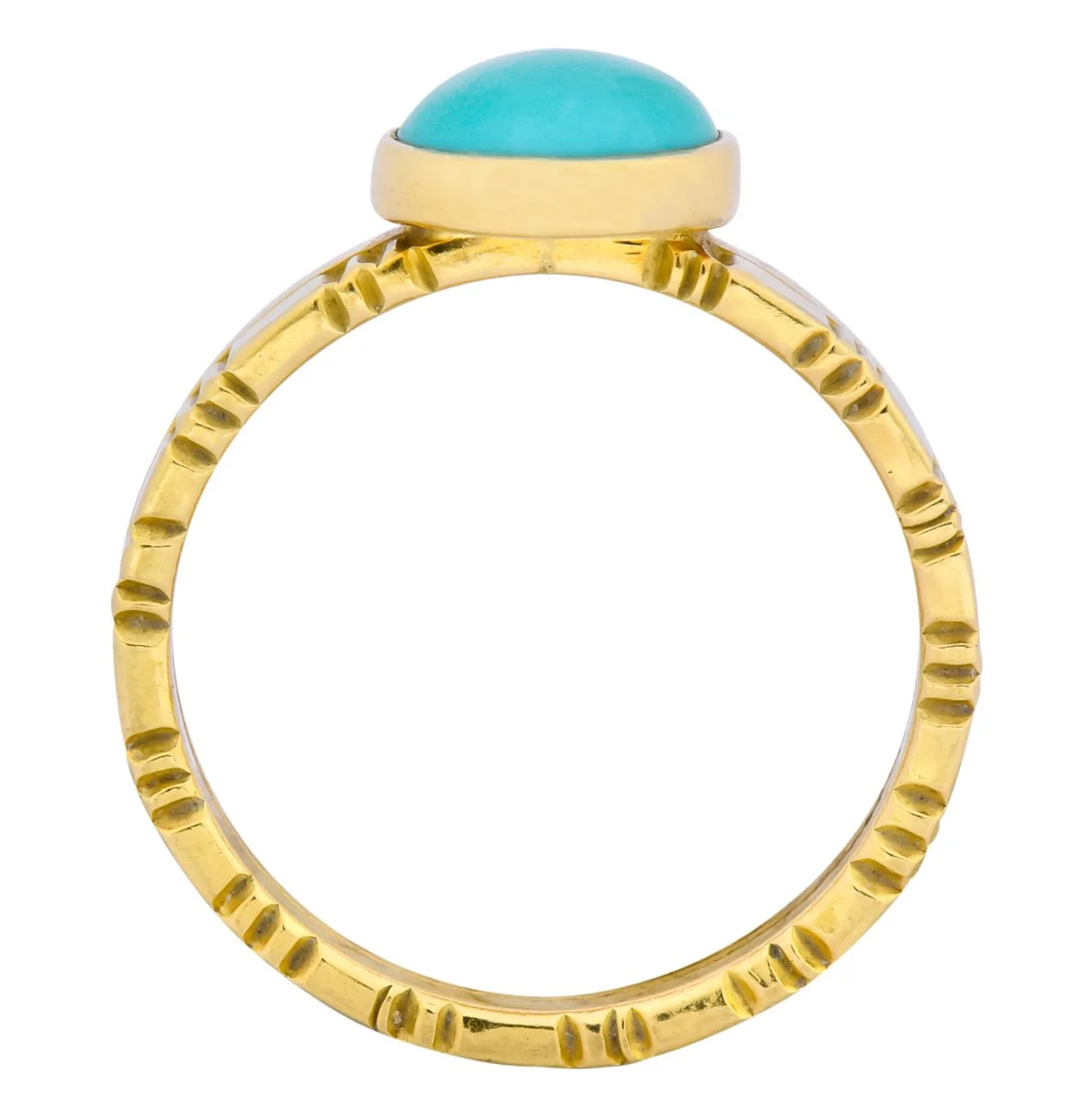 Turquoise 18 Karat Gold Stacking Ring - Image 8