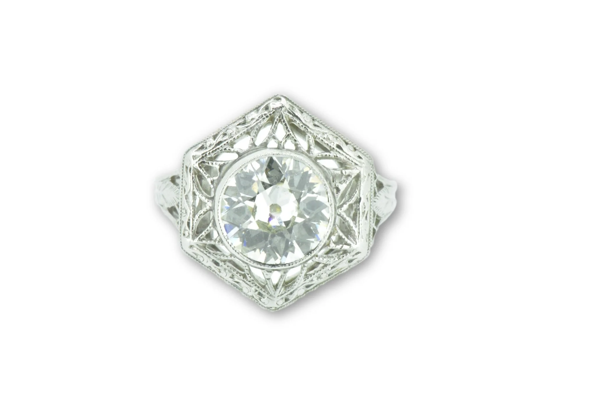 Unique Art Deco 1.19 Carats Old European Diamond Platinum Alternative Ring GIA - Image 6