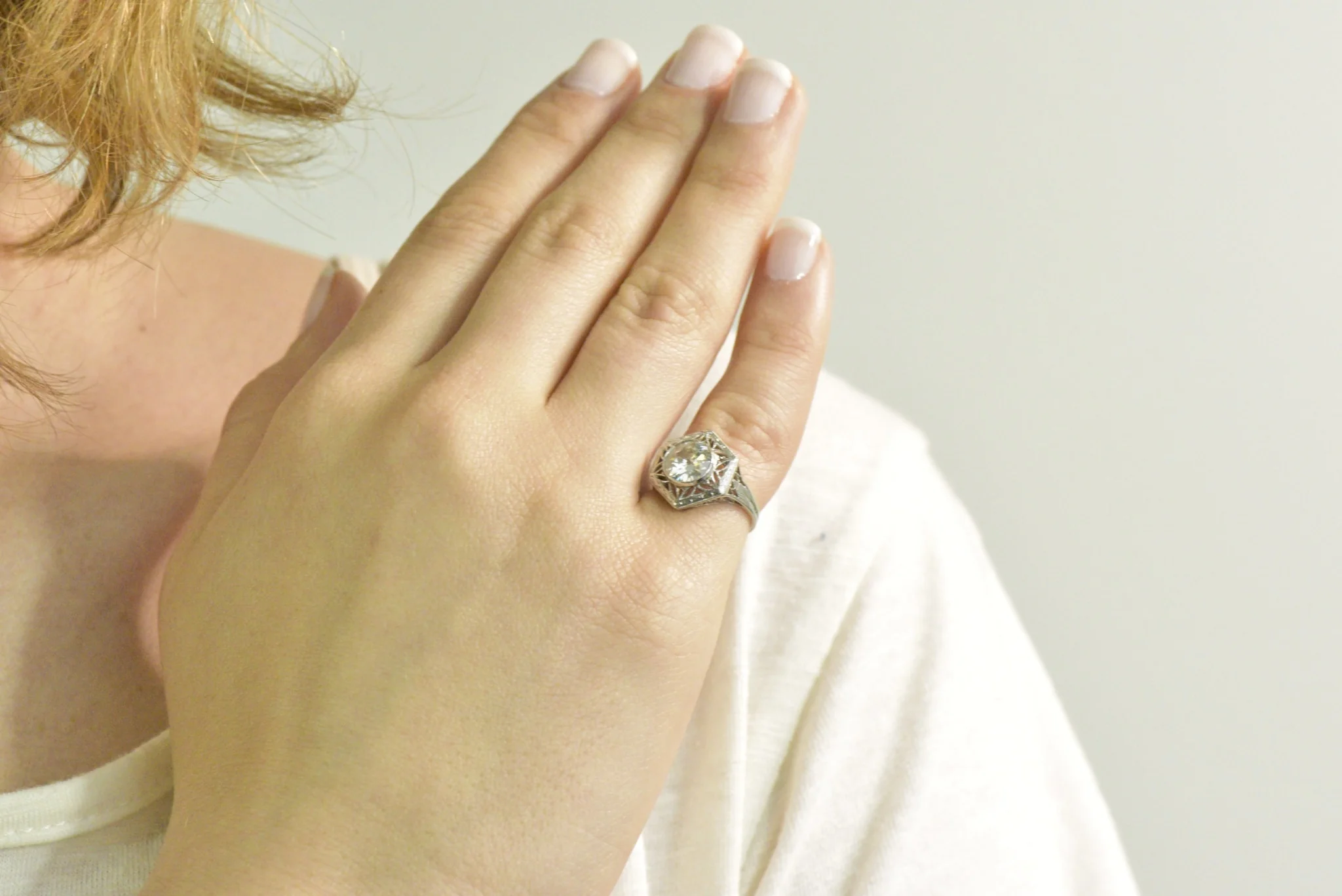 Unique Art Deco 1.19 Carats Old European Diamond Platinum Alternative Ring GIA - Image 9