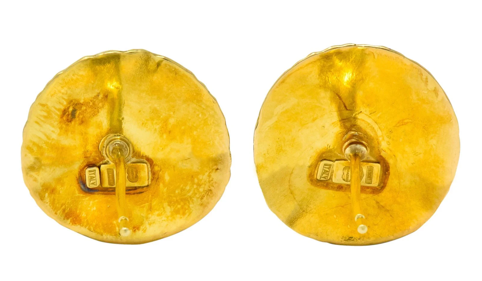 Unoaerre 18 Karat Yellow Gold Textured Disc Earrings - Image 5