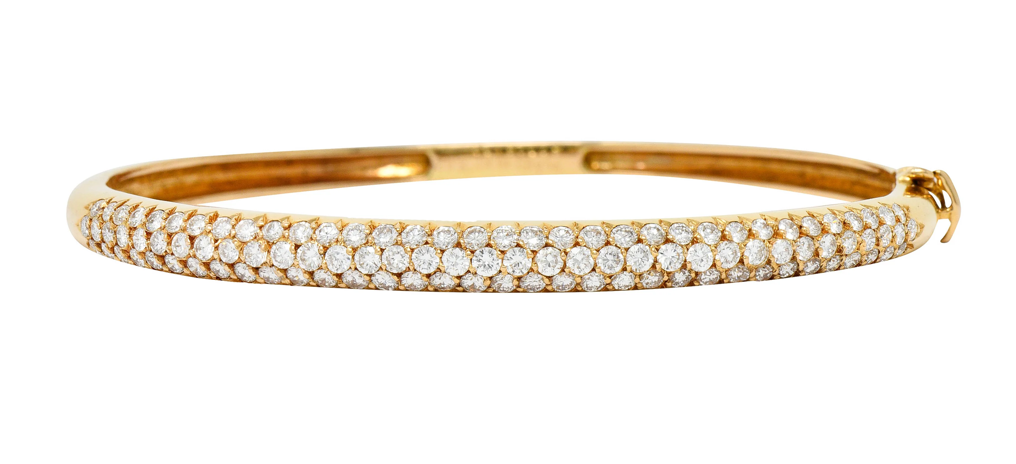 Van Cleef & Arpels 2.42 CTW Diamond 18 Karat Gold French Pave Bangle Bracelet