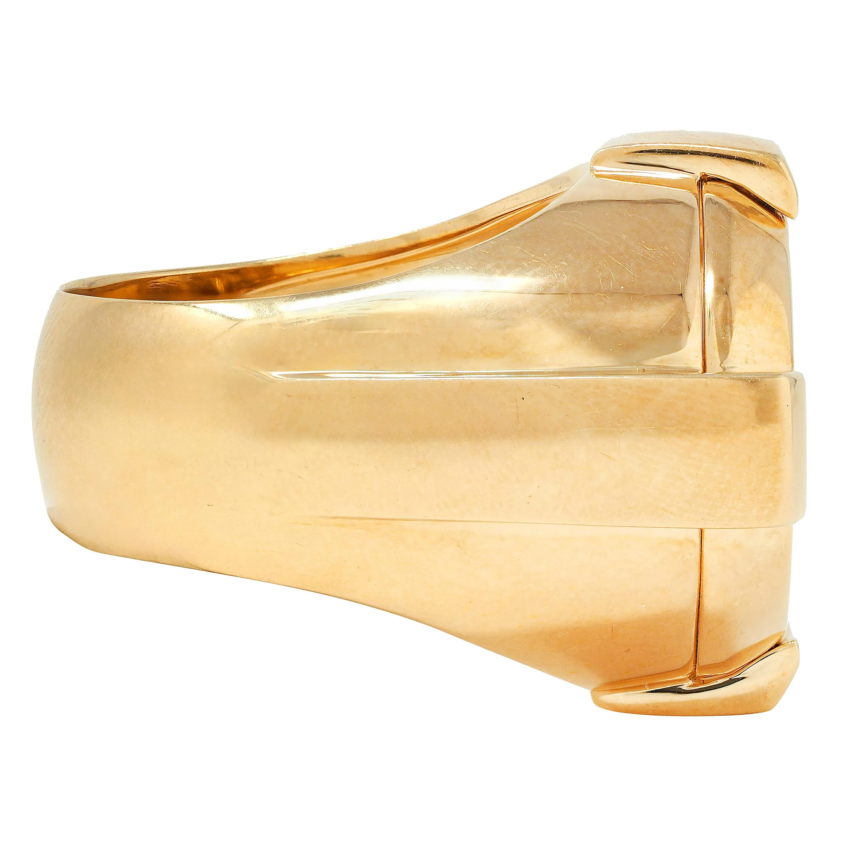 Versace 2000's 18 Karat Yellow Gold Unisex Tablet Signet Ring - Image 2