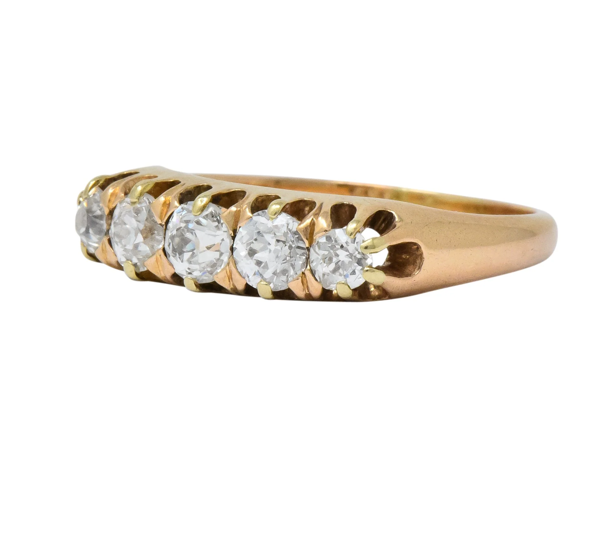 Victorian 0.75 CTW Diamond 14 Karat Gold Stackable Band Ring - Image 6