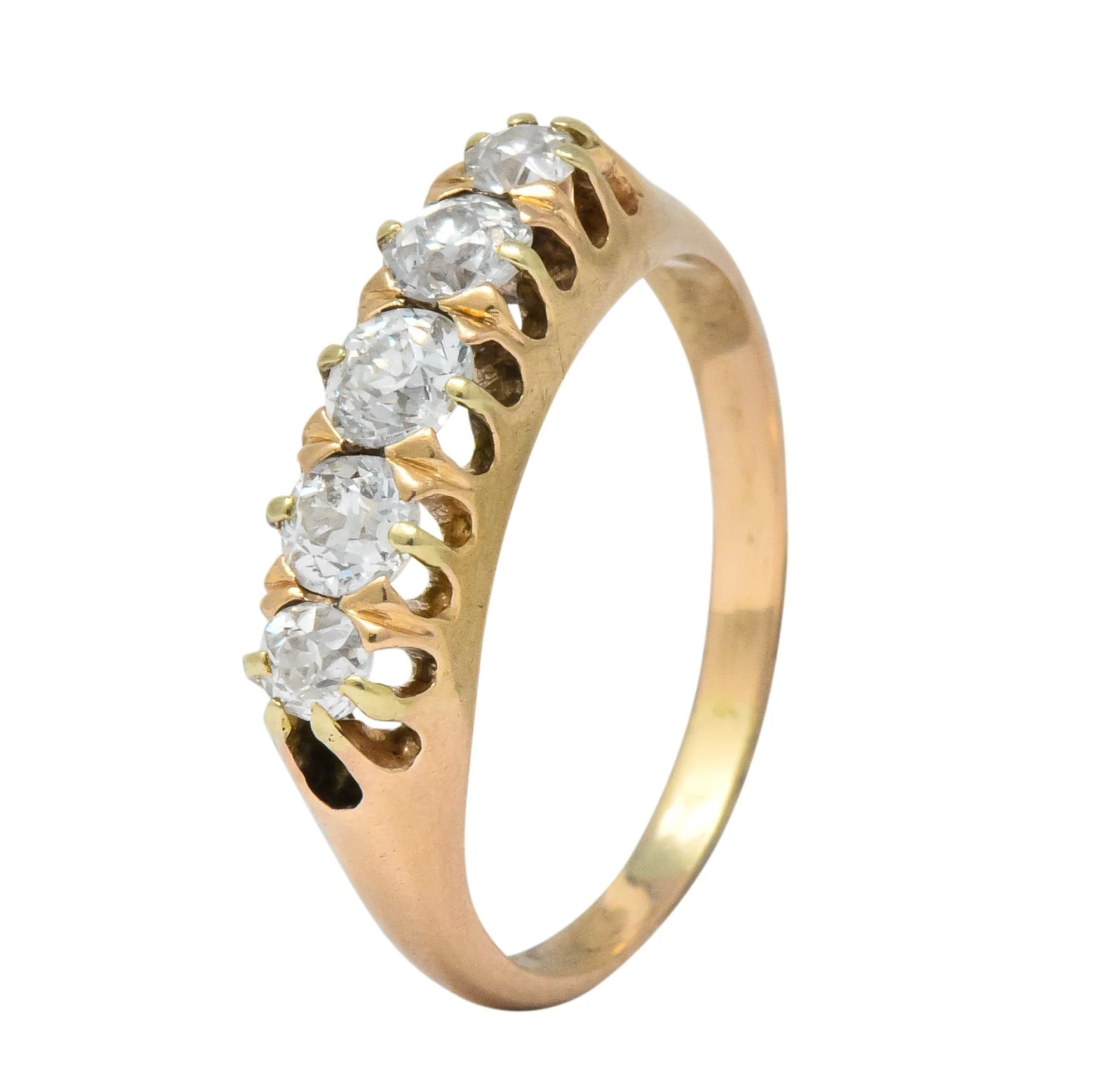 Victorian 0.75 CTW Diamond 14 Karat Gold Stackable Band Ring - Image 8