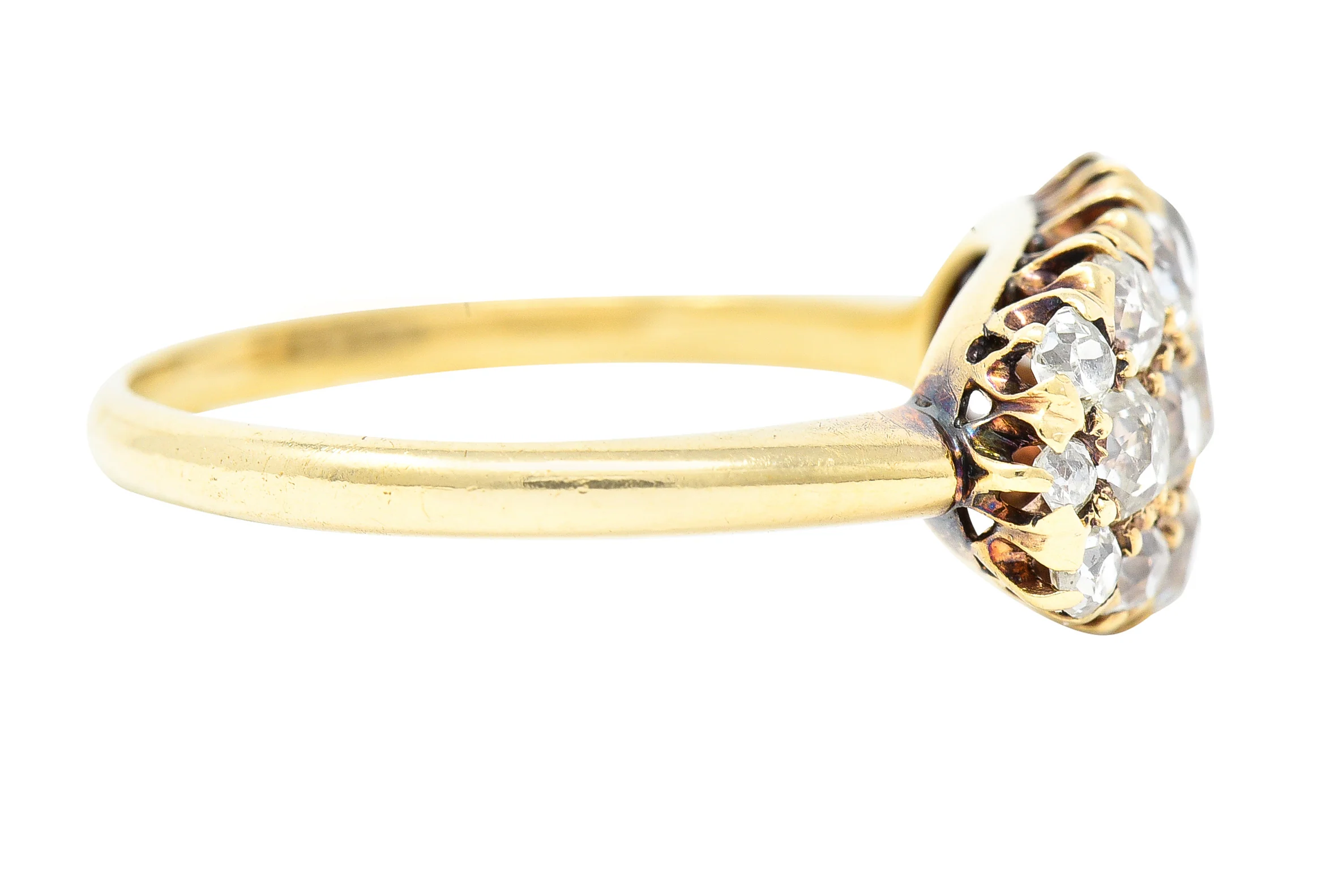 Victorian 1.20 CTW Old Mine Cut Diamond 14 Karat Yellow Gold Antique Band Ring - Image 3