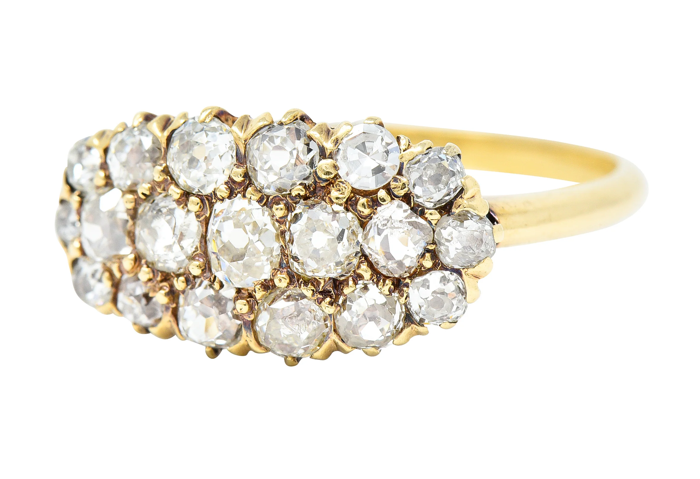 Victorian 1.20 CTW Old Mine Cut Diamond 14 Karat Yellow Gold Antique Band Ring - Image 6