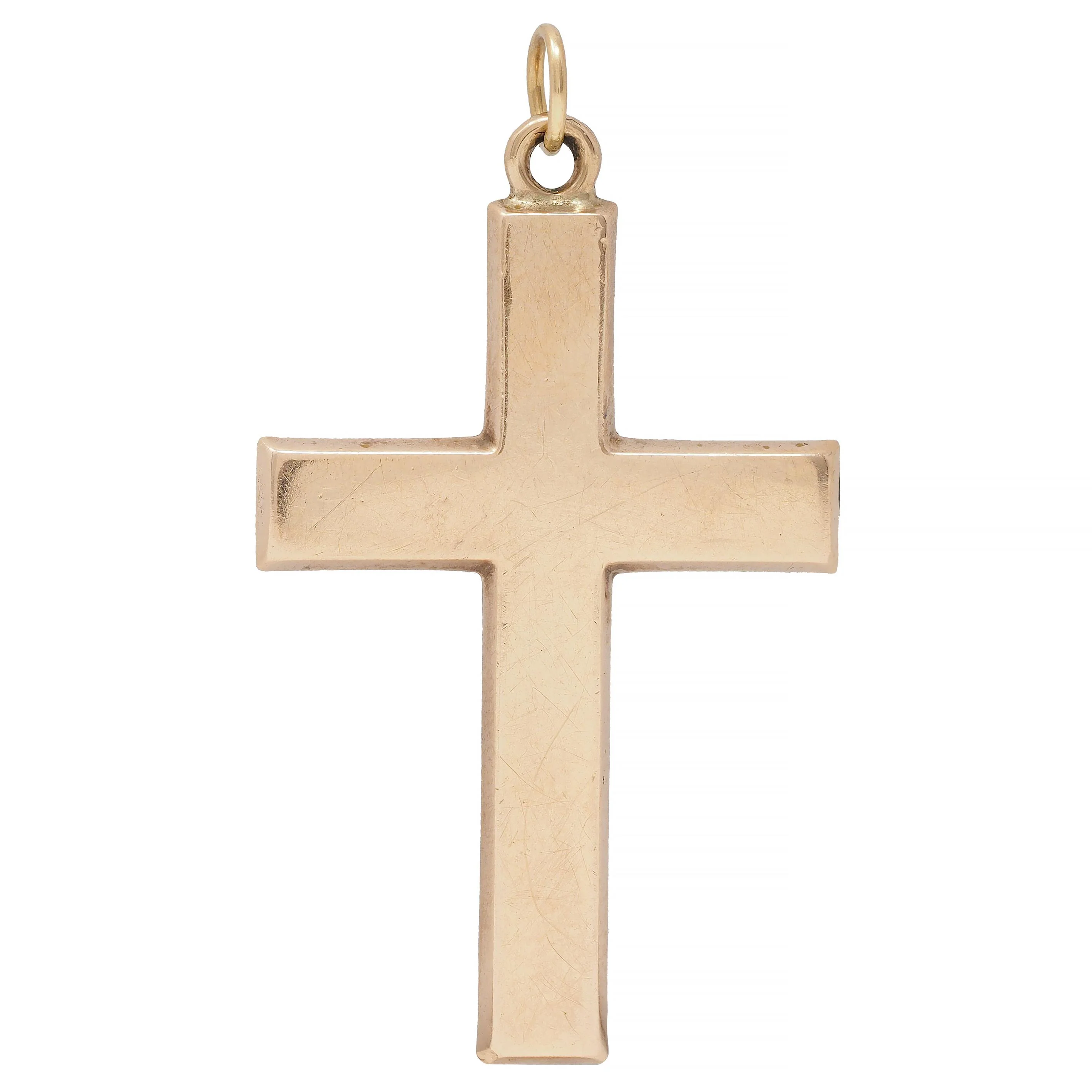 Victorian 14 Karat Rose Green Two-Tone Gold Grape Leaf Antique Cross Pendant - Image 3