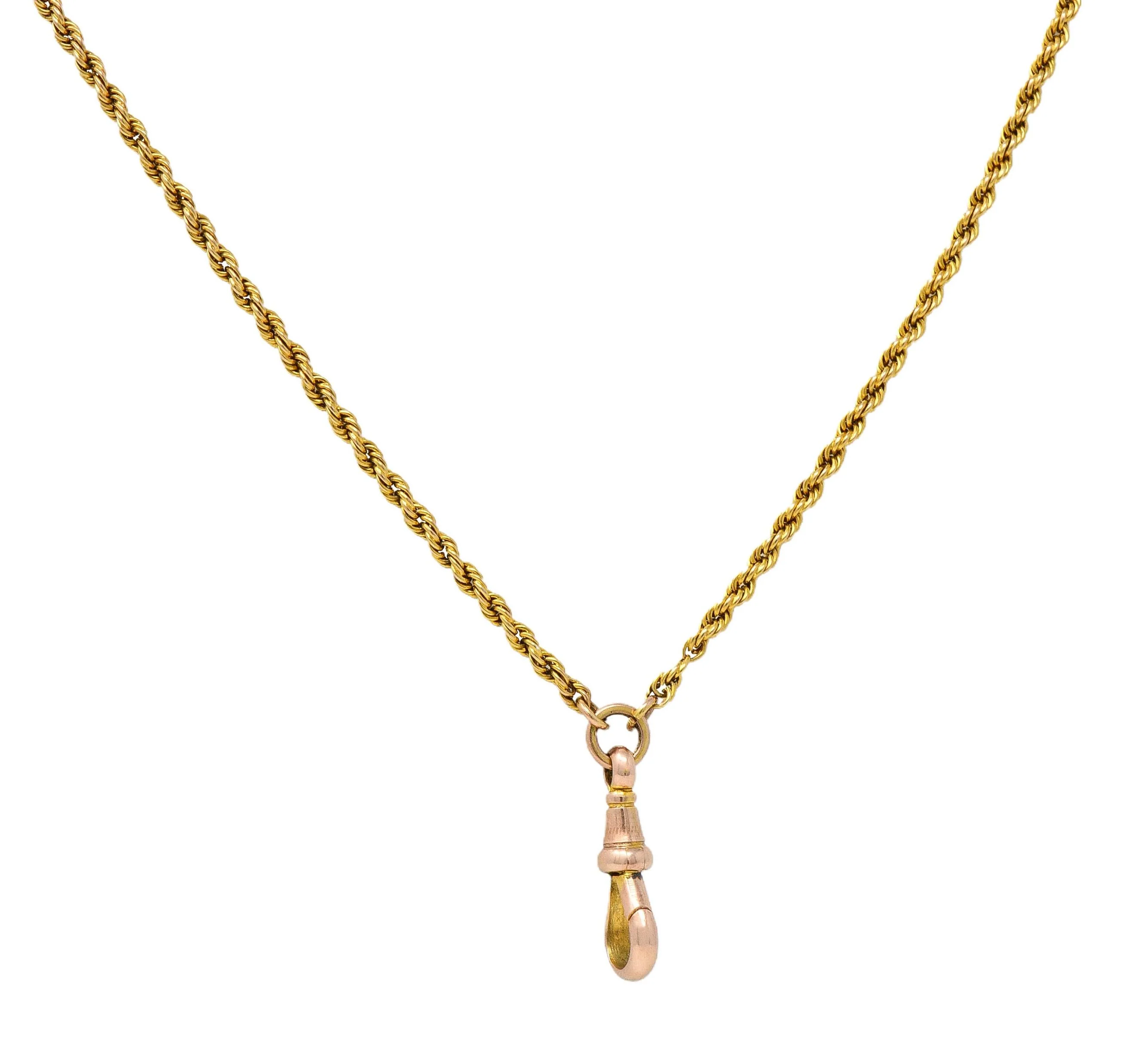 Victorian 14 Karat Two-Tone Gold 56 1/2 IN Long Antique Fob Rope Chain Necklace - Image 12