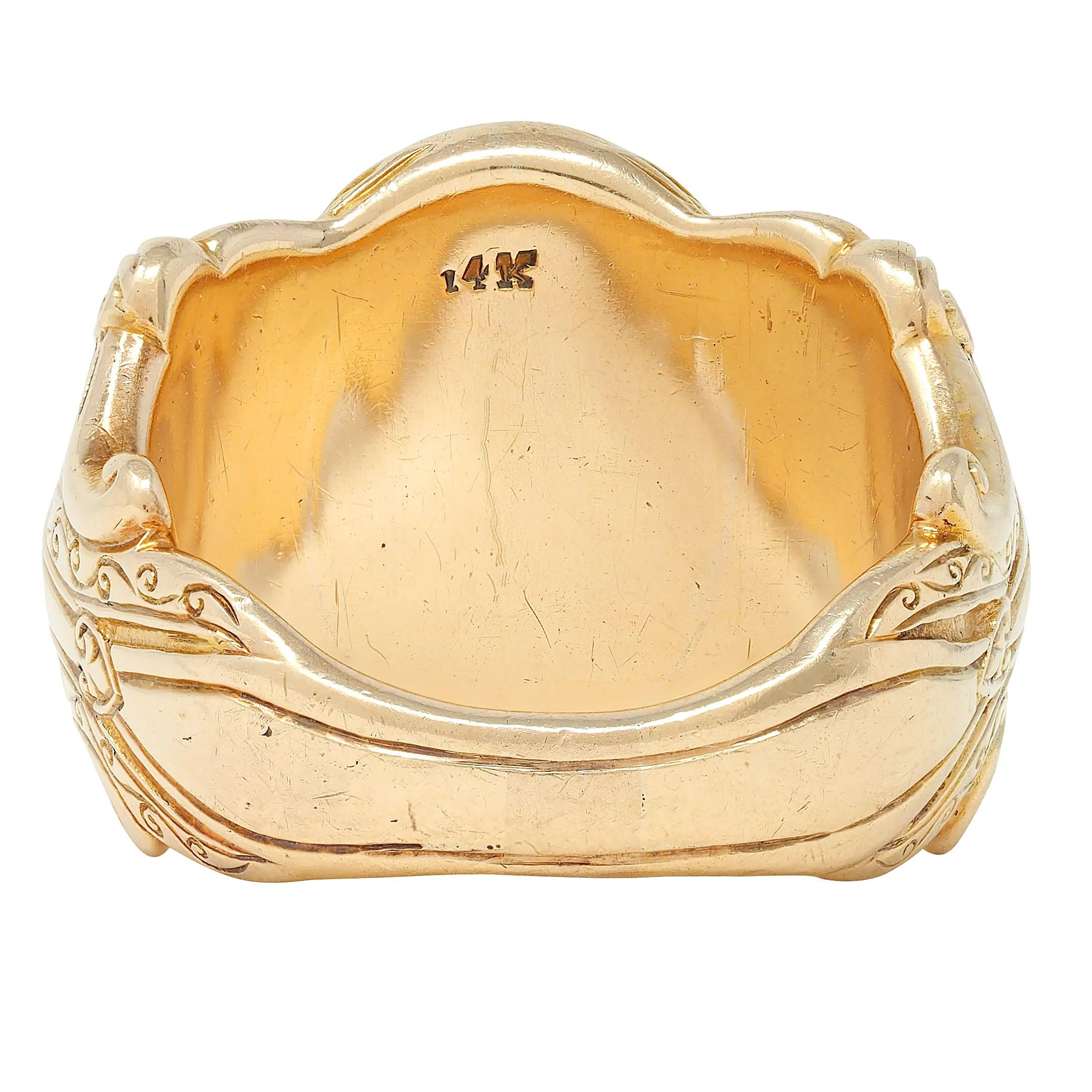 Victorian 14 Karat Yellow Gold Antique Heraldic Unisex Signet Ring - Image 3