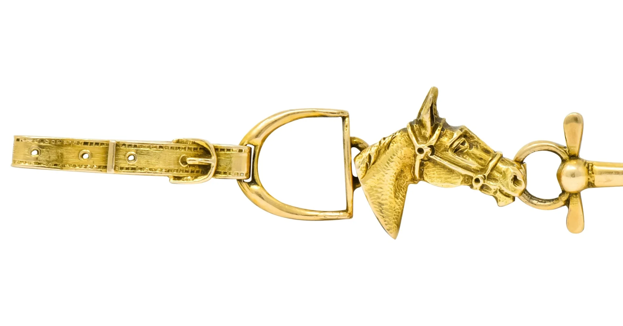 Victorian 14 Karat Yellow Gold Fox Hunt Horse Link Bracelet - Image 3