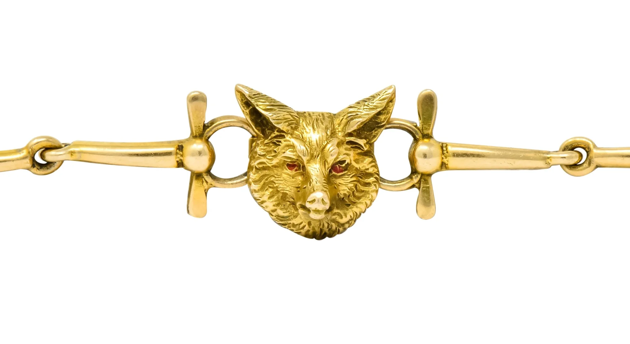 Victorian 14 Karat Yellow Gold Fox Hunt Horse Link Bracelet - Image 4