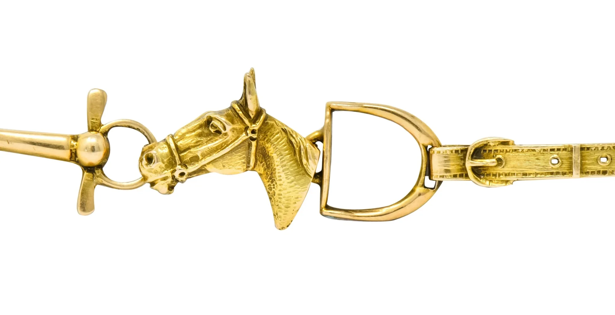 Victorian 14 Karat Yellow Gold Fox Hunt Horse Link Bracelet - Image 5