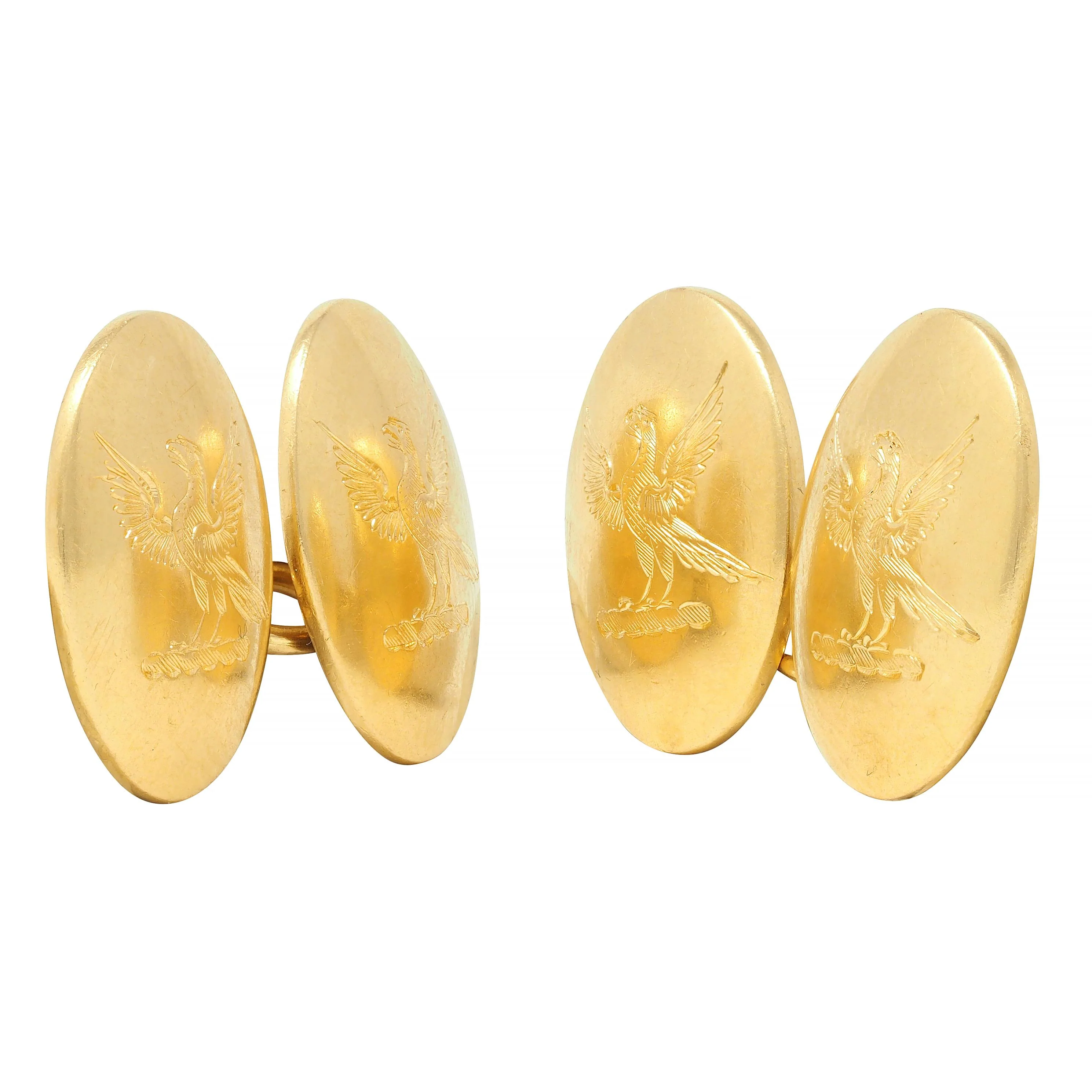 Victorian 18 Karat Yellow Gold Eagle Antique Bird Link Cufflinks - Image 4