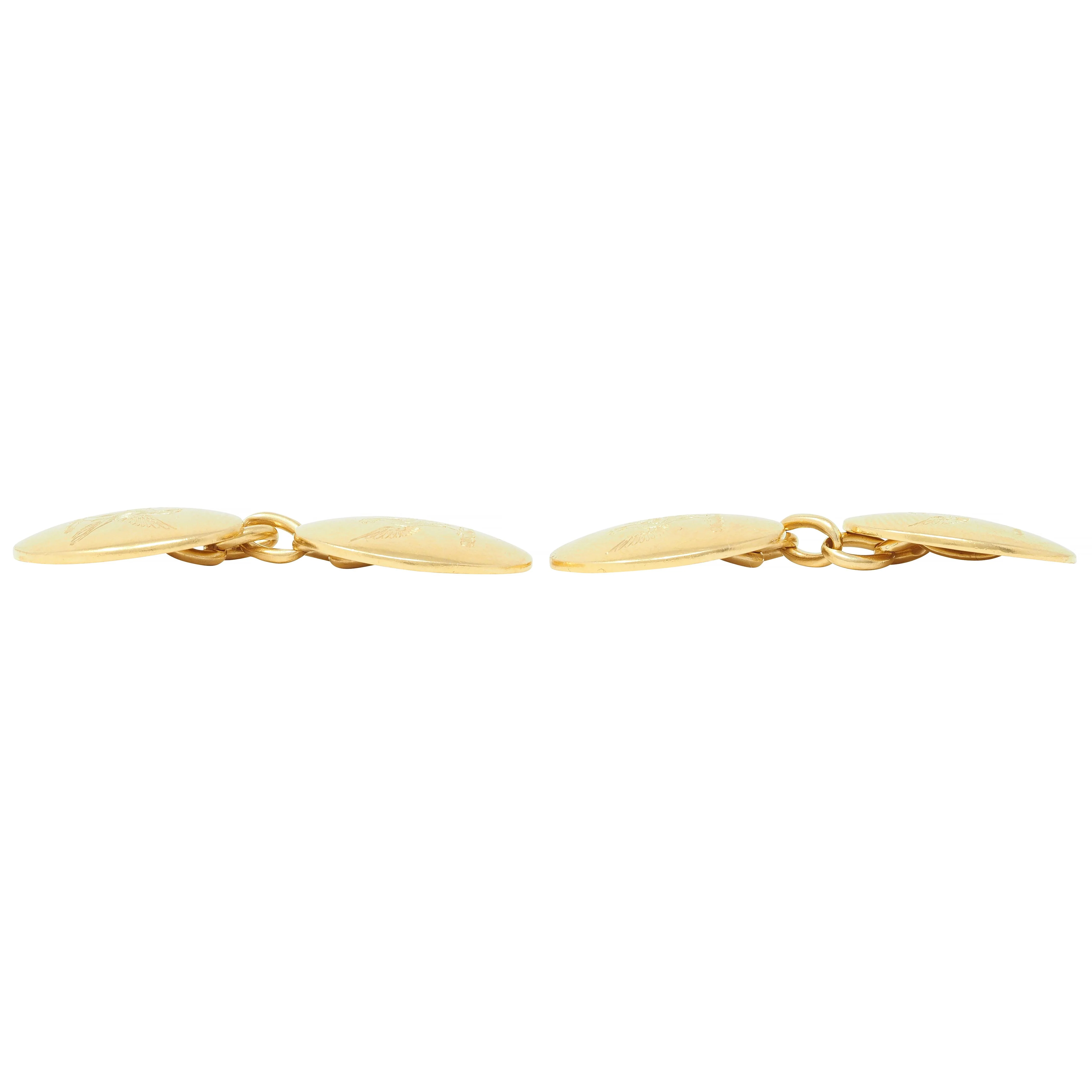 Victorian 18 Karat Yellow Gold Eagle Antique Bird Link Cufflinks - Image 6