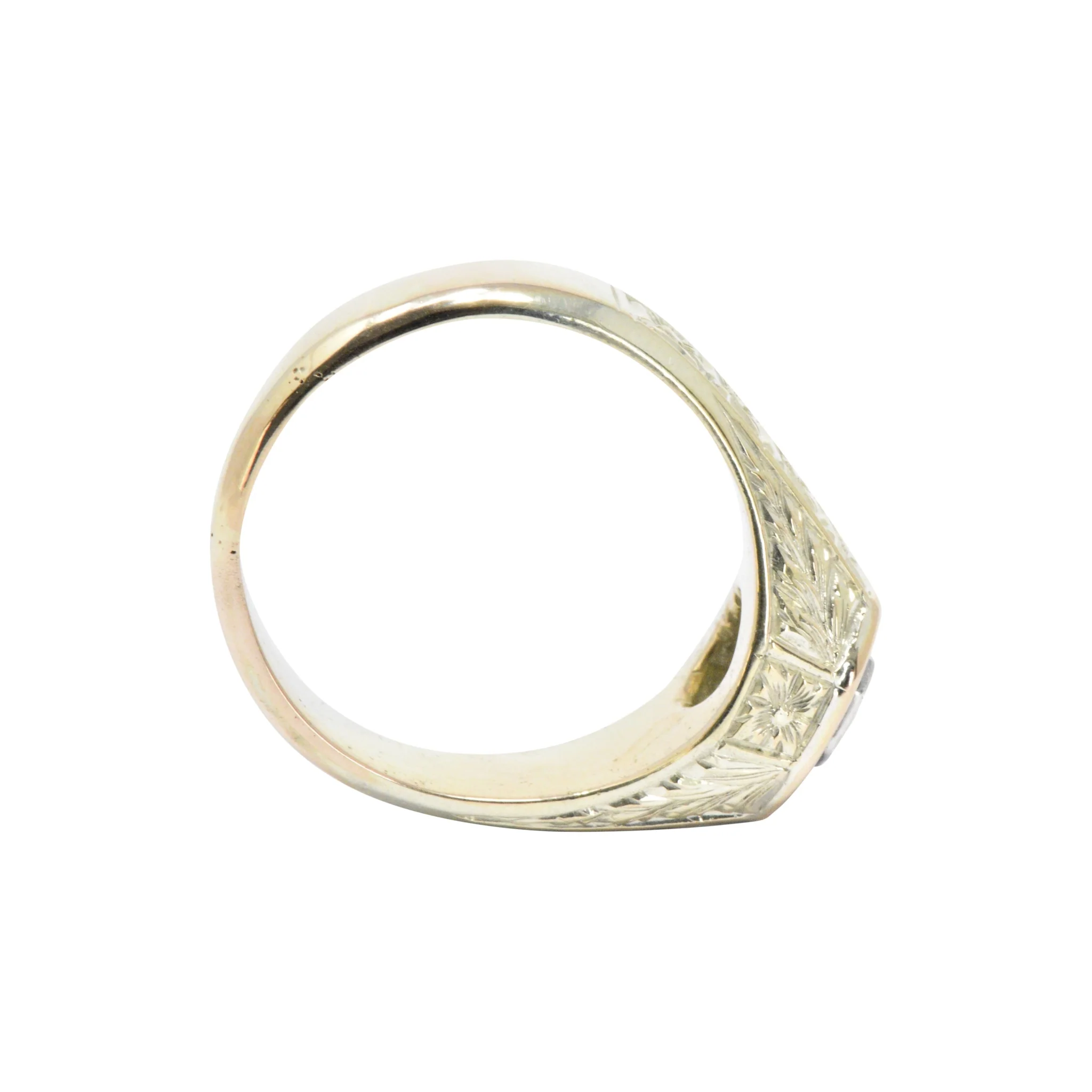Victorian .25 CTW Diamond 14K Yellow Gold & Enamel Men's Ring - Image 4