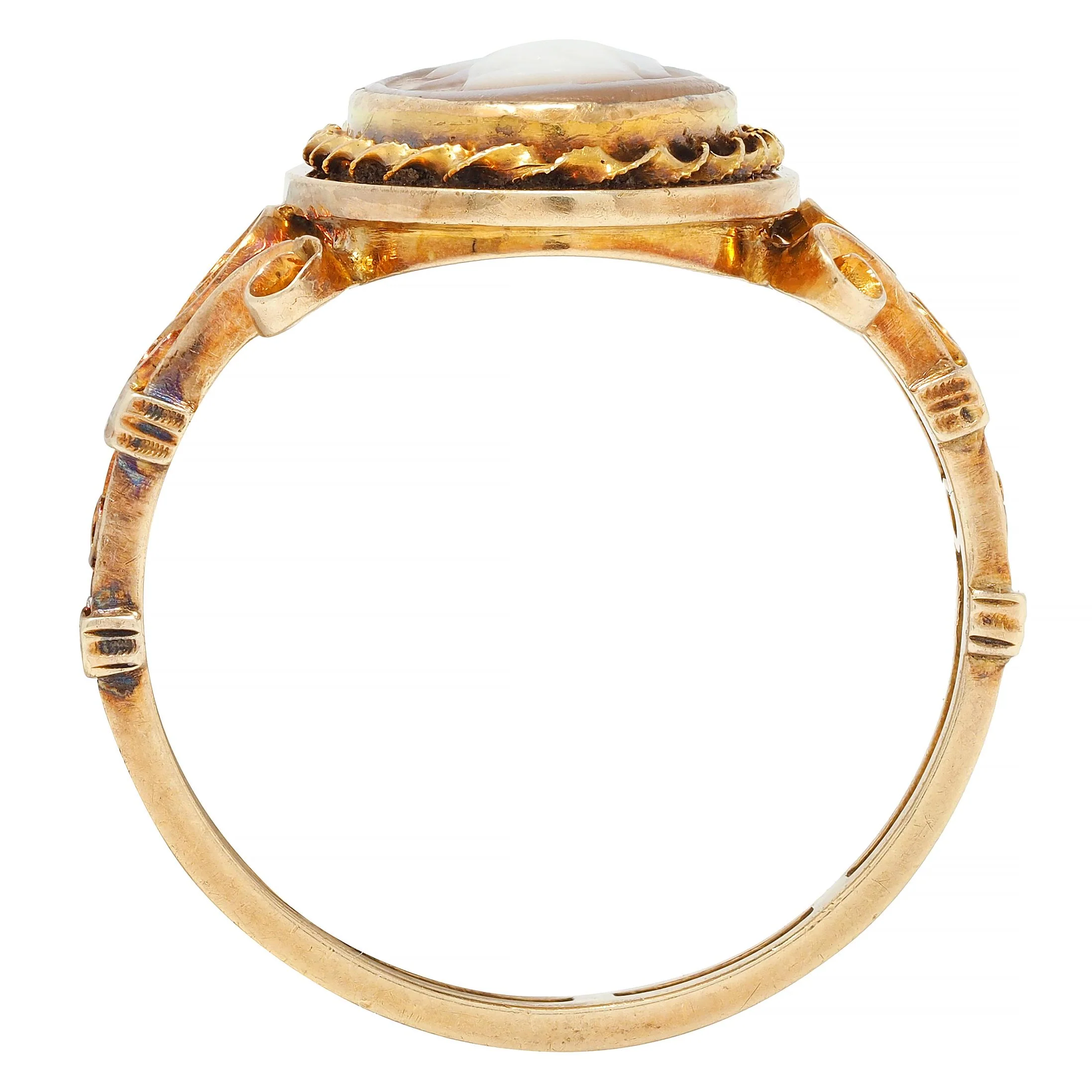 Victorian Carved Agate 14 Karat Yellow Gold Greek Godess Nike Antique Cameo Antique Ring - Image 9