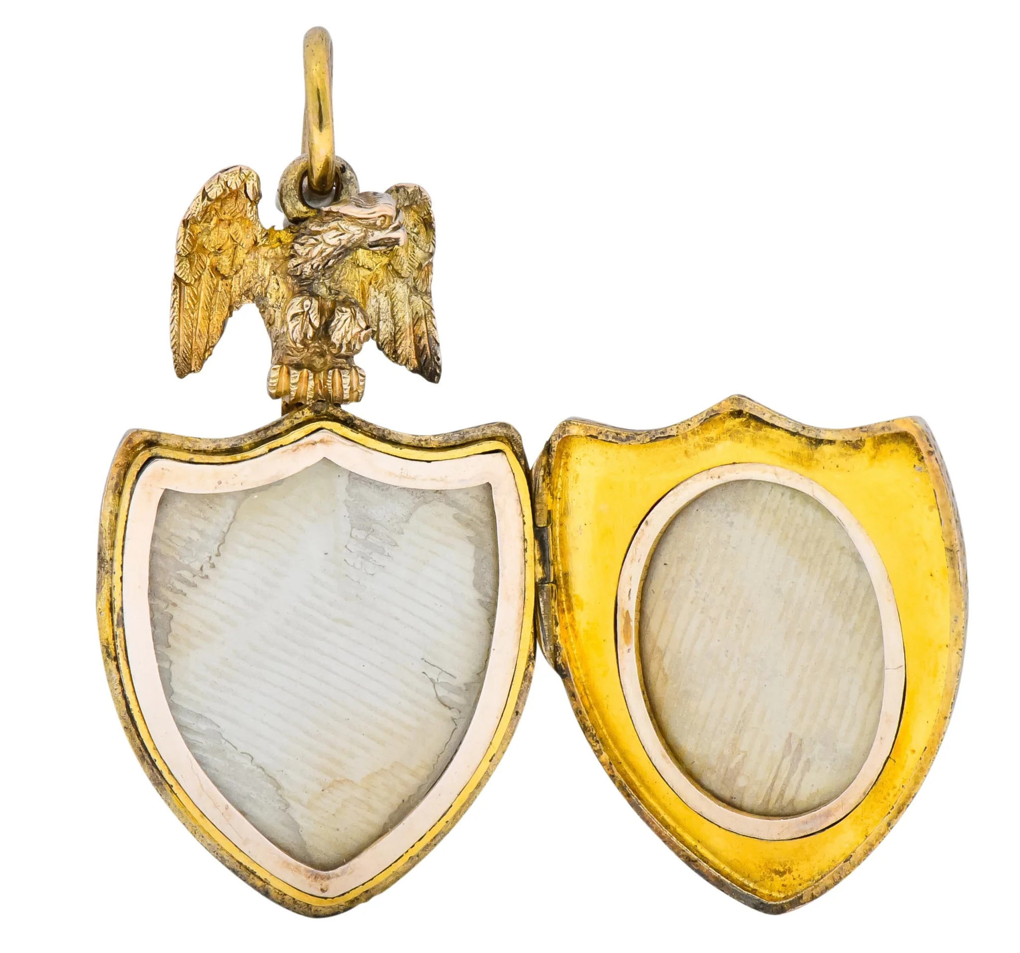 Victorian Hardstone 9 Karat Gold Eagle Shield Locket - Image 2